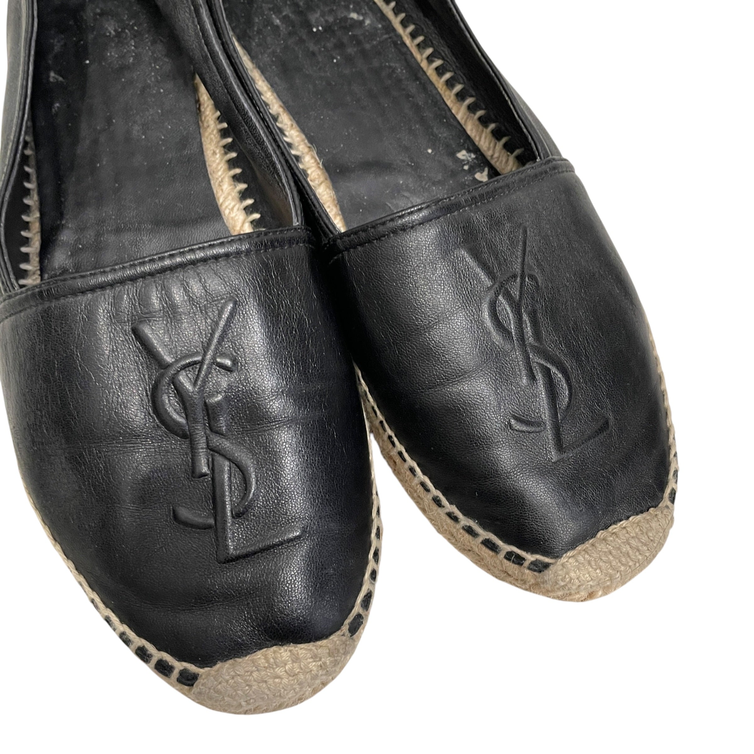 SAINT LAURENT/Flat Shoes/EU 39/Leather/BLK/EMBOSSED LOGO view 4