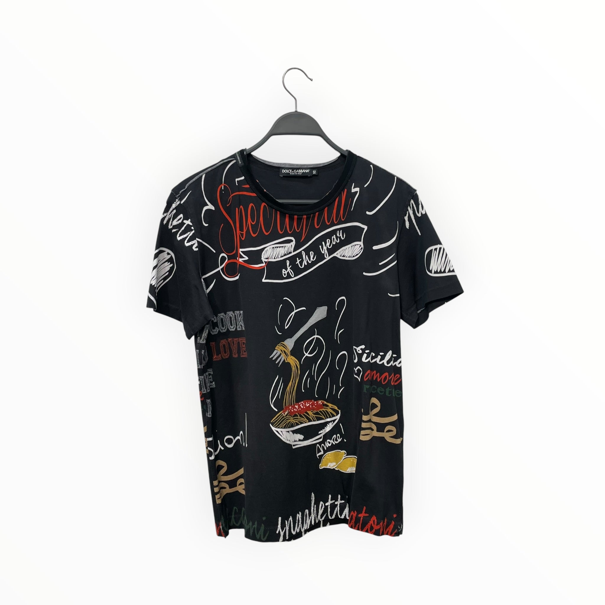 DOLCE&GABBANA/T-Shirt/52/Cotton/BLK/Graphic/Sicilian Recipe view 1