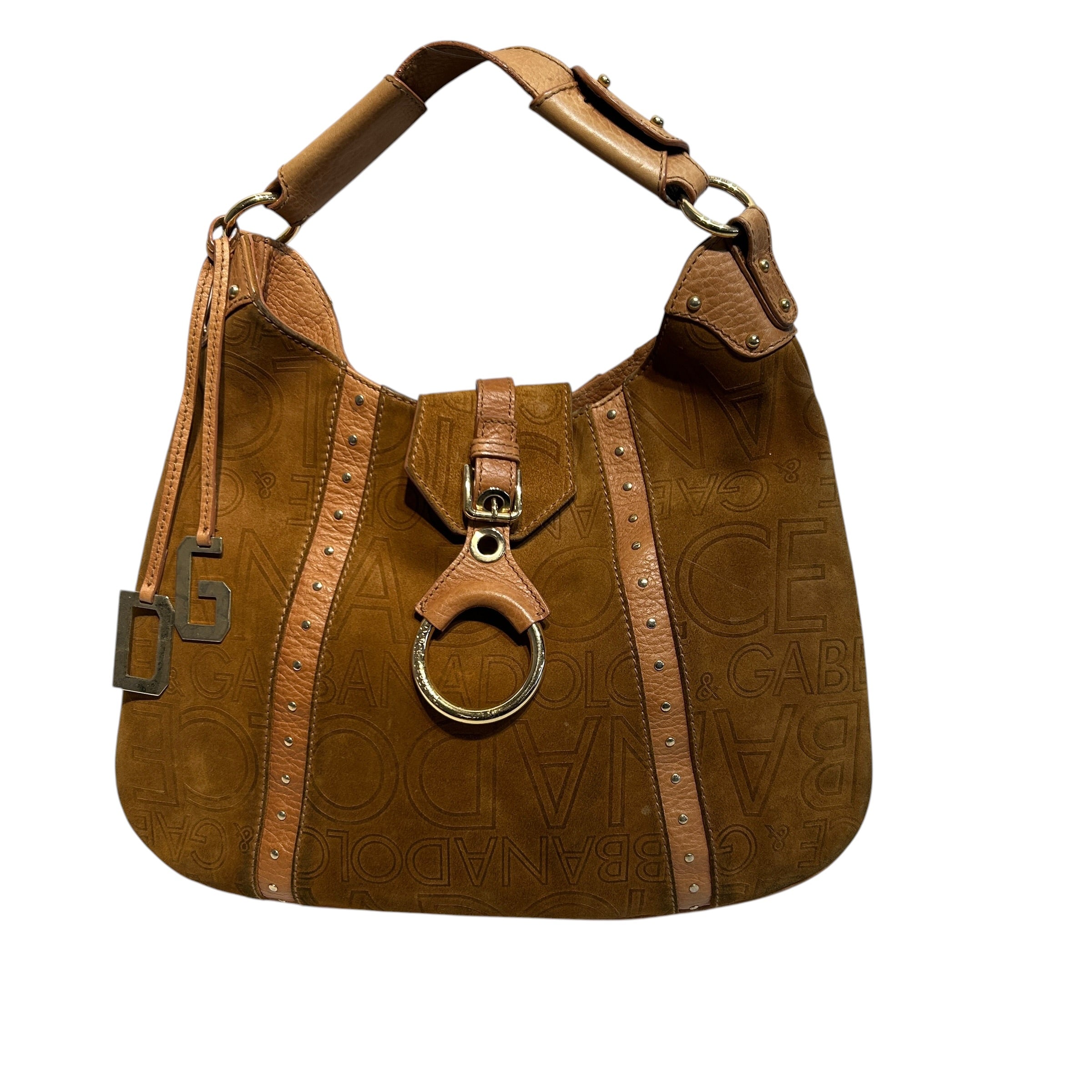 DOLCE&GABBANA/Tote Bag/Suede/BEG/D&G keychain view 1