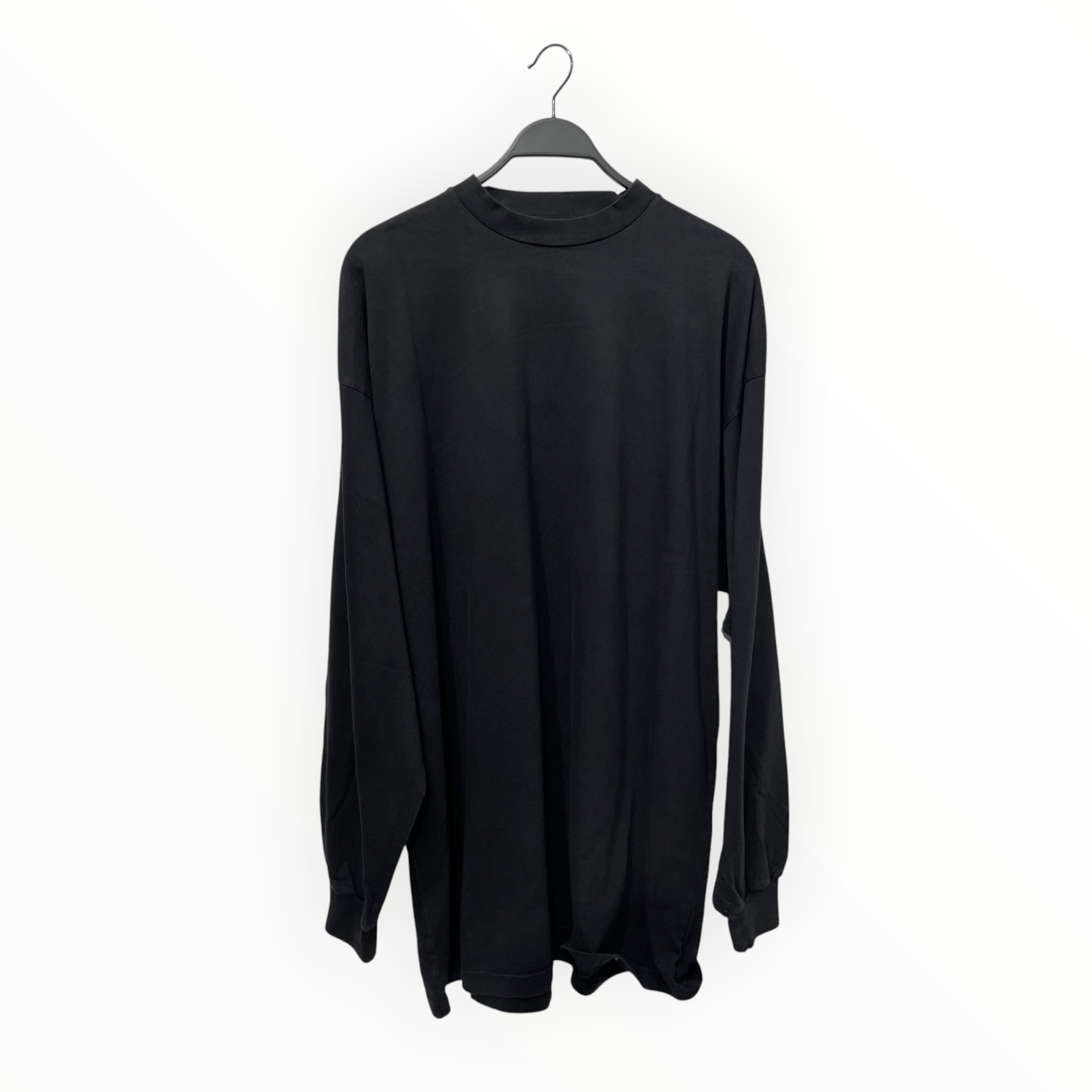 BALENCIAGA/LS T-Shirt/3/Cotton/BLK/blank logo on bottom back view 1