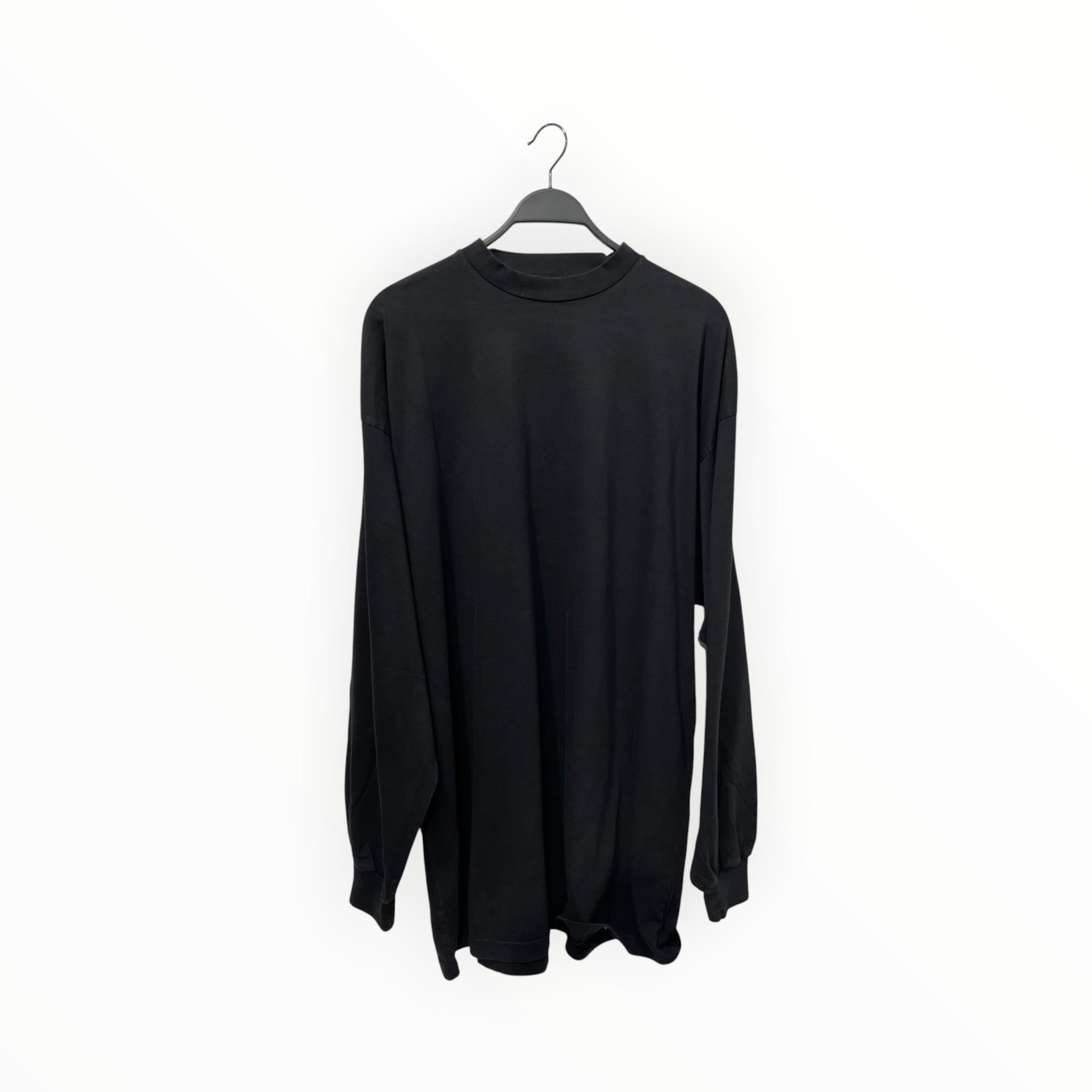 BALENCIAGA/LS T-Shirt/3/Cotton/BLK/blank logo on bottom back view 1