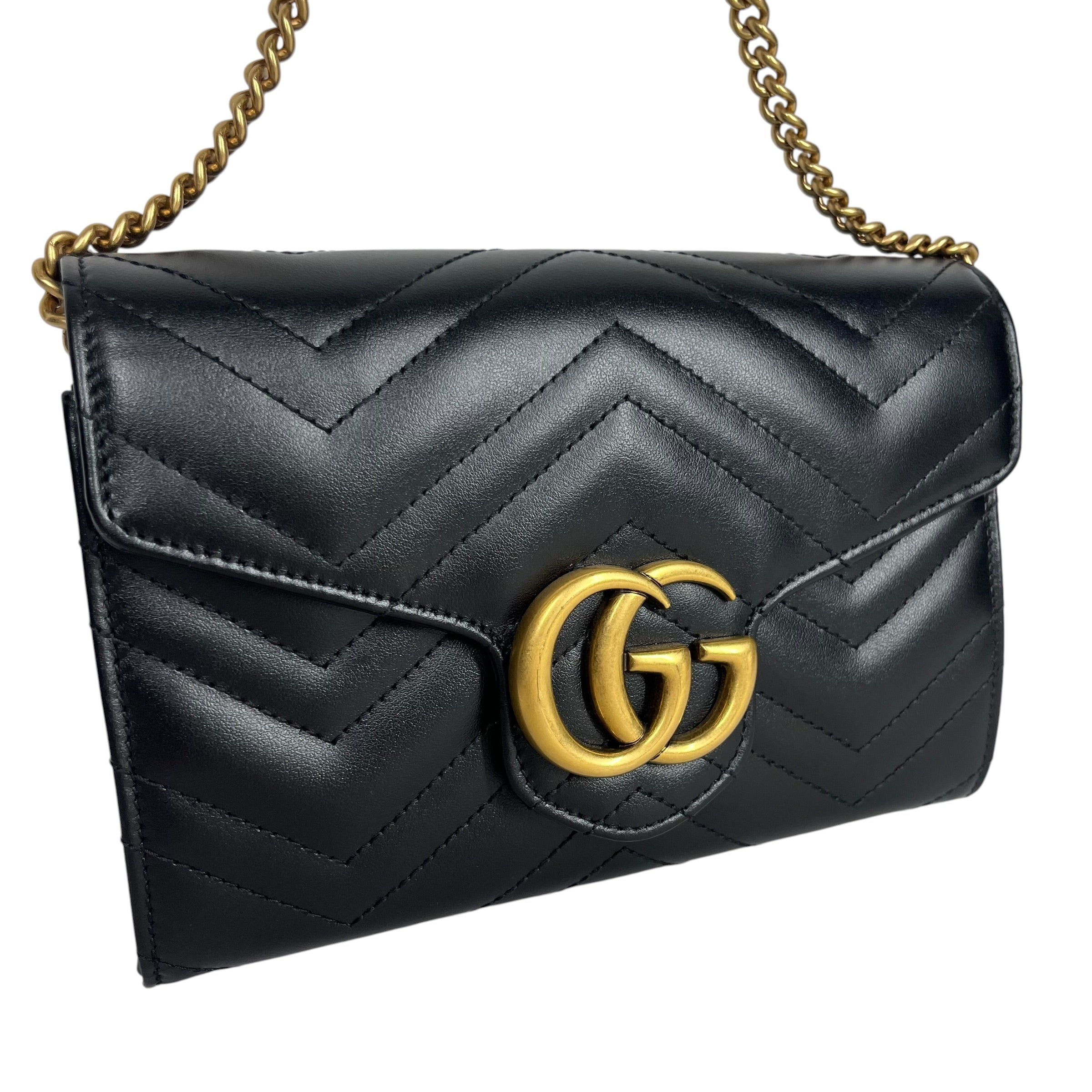 GUCCI/Cross Body Bag/Leather/BLK/MARMONT view 6