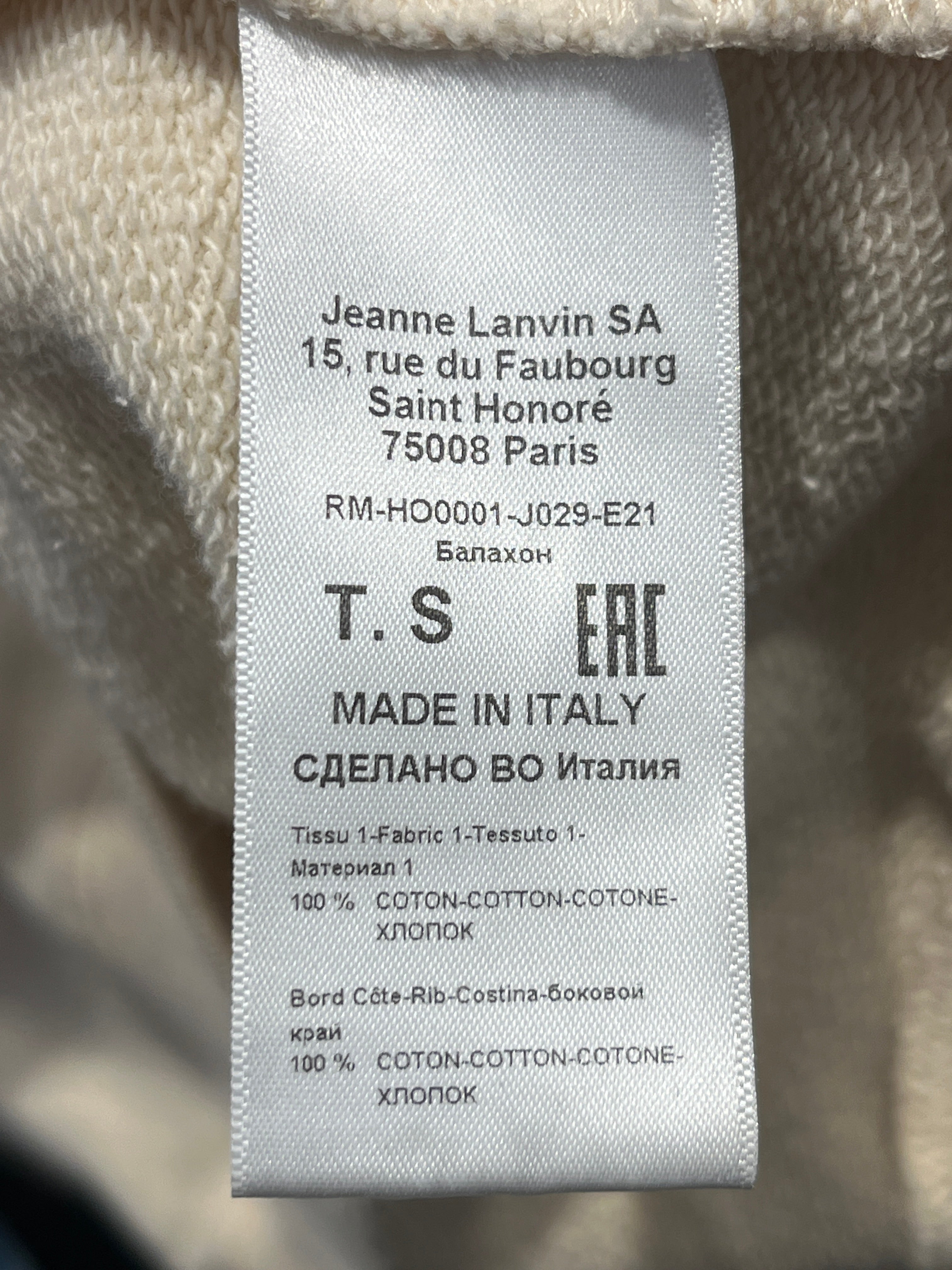 LANVIN/Hoodie/S/Graphic/Cotton/CRM/LOBSTERELEPHANTS view 3