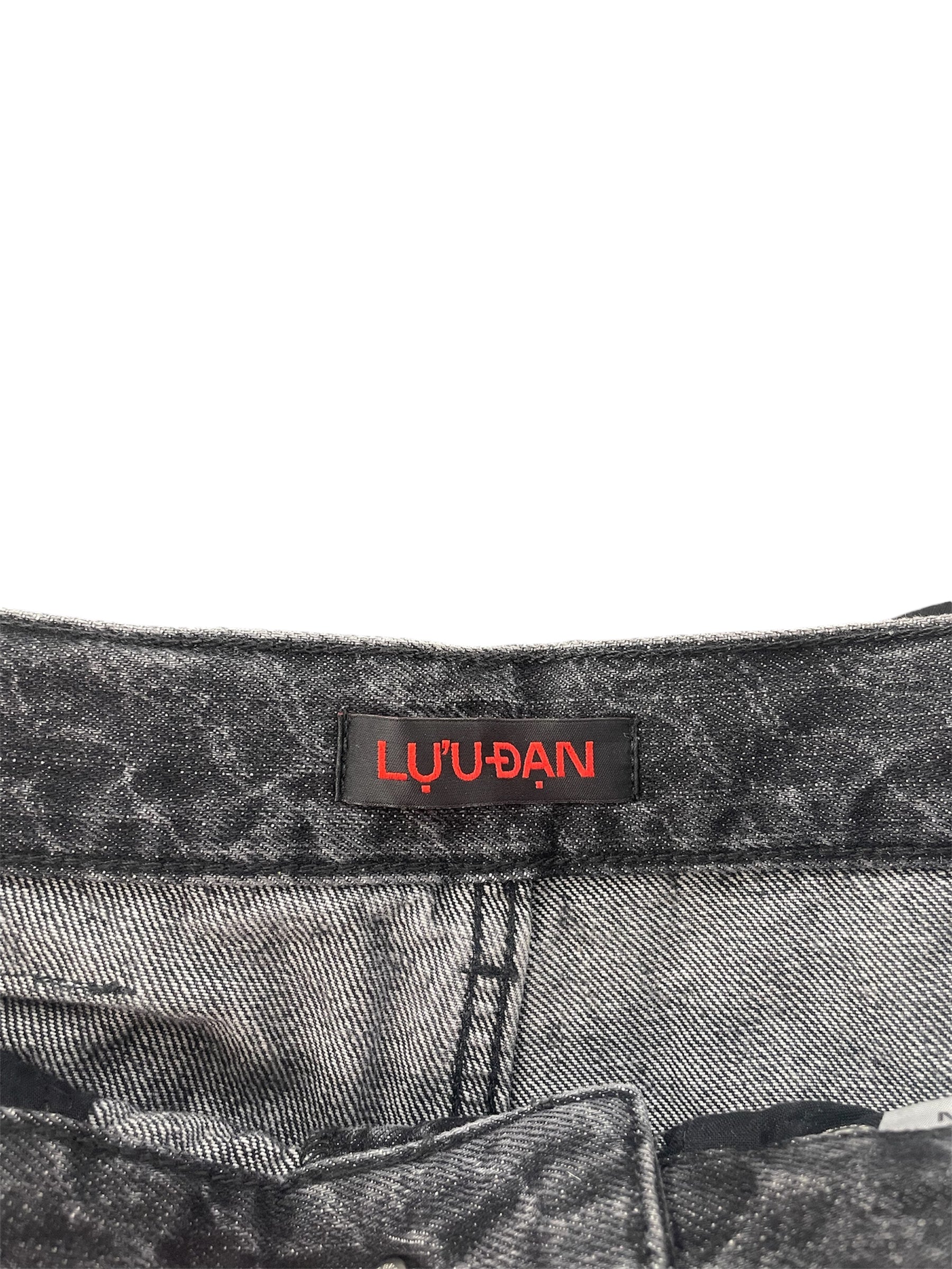 LU'U DAN/Straight Pants/28/Denim/GRY/All Over Print/KNEE PATCH WIDFE LEG view 5