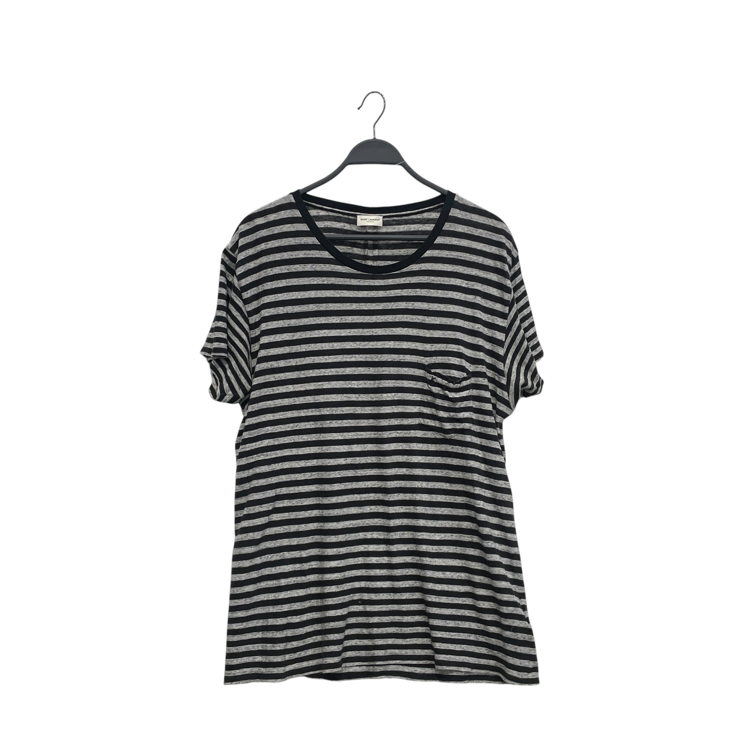 SAINT LAURENT/T-Shirt/XL/Cotton/GRY/Stripe/201300219 view 1