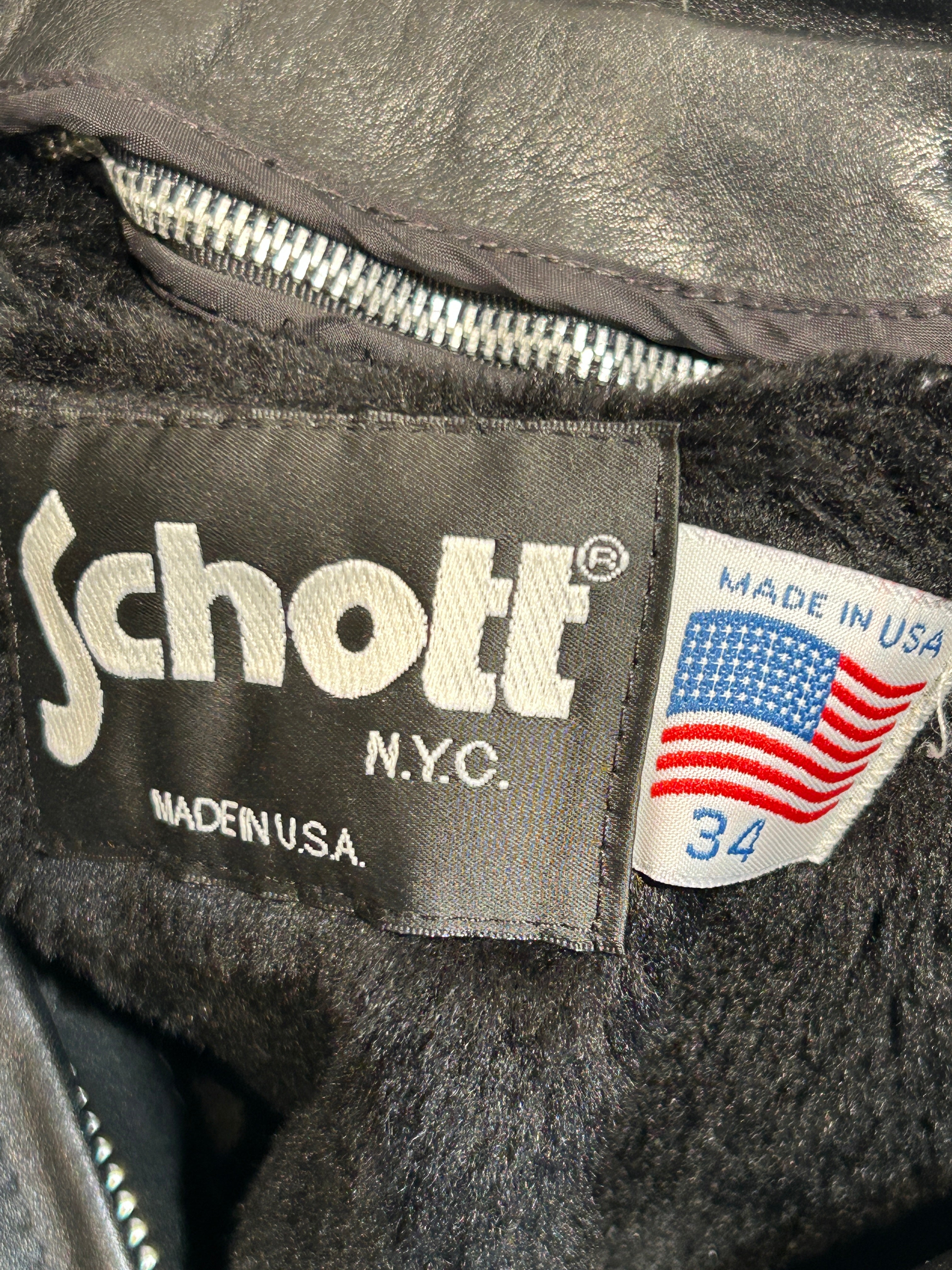Schott/Leather Jkt/34/Leather/BLK/ view 3