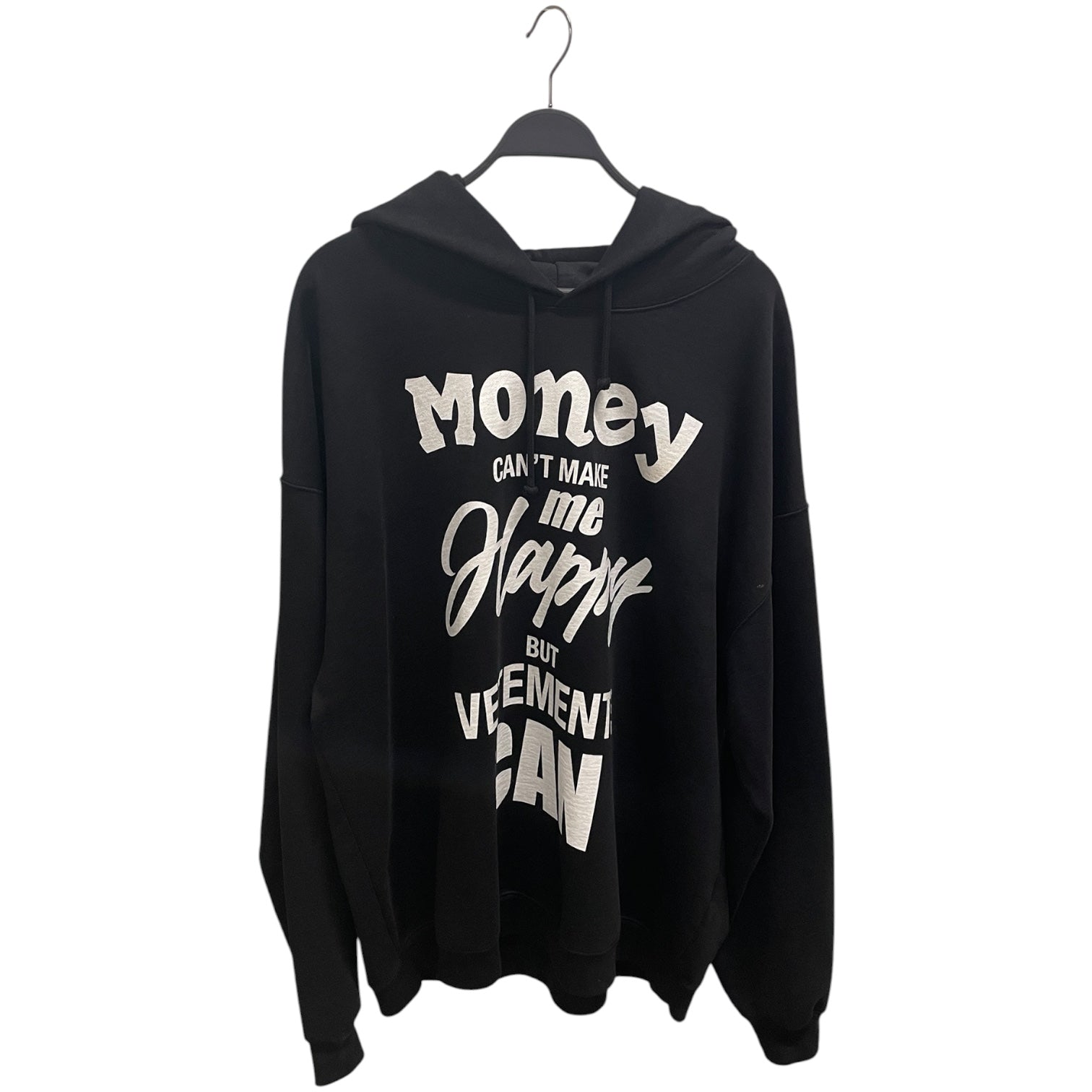 VETEMENTS/Hoodie/XL/Cotton/BLK/MONEY CANT MAKE ME HAPPY view 1