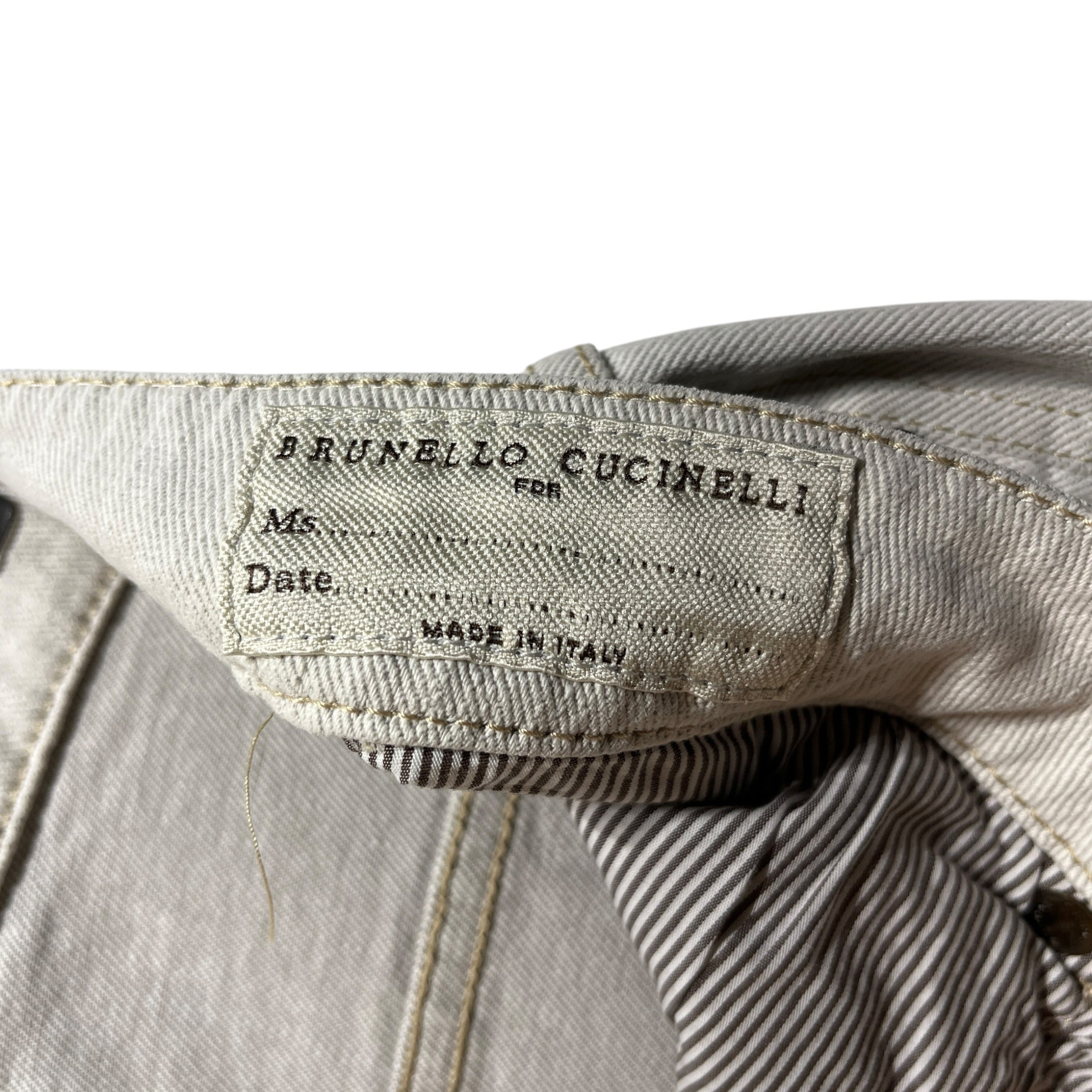BRUNELLO CUCINELLI/Skinny Pants/8/Cotton/WHT/orange stitch view 3