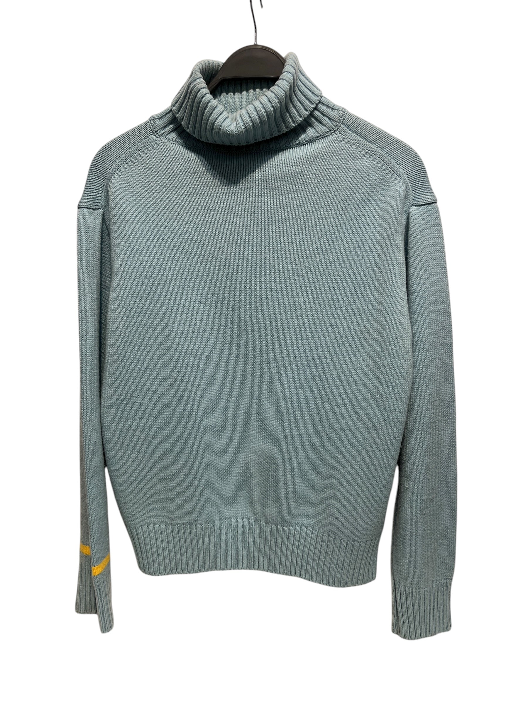 ADER ERROR/Heavy Sweater/3/Wool/BLU/Turtle Neck/SINGULAR YELLOW STRIPE WRIST view 1