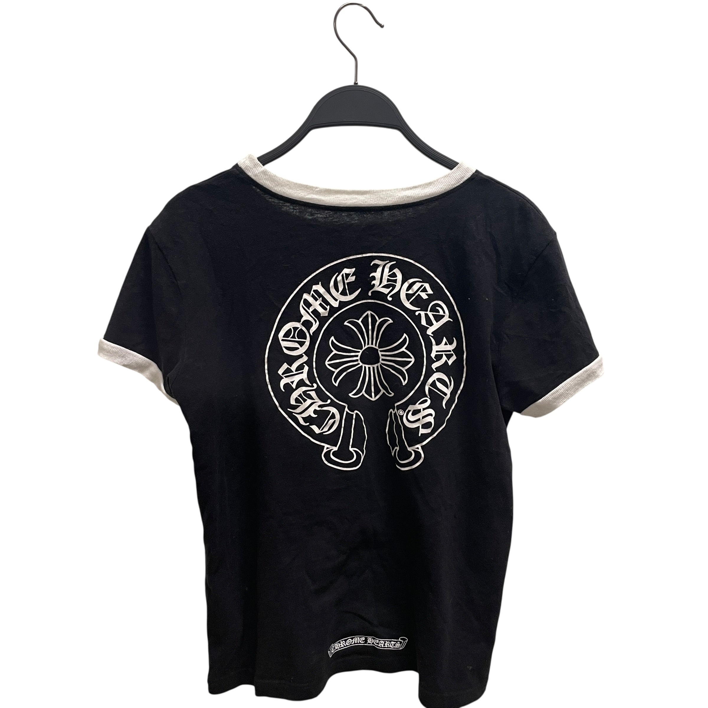 CHROME HEARTS/T-Shirt/XS/Cotton/BLK/WHT TRIM LOGO BABY TEE view 2