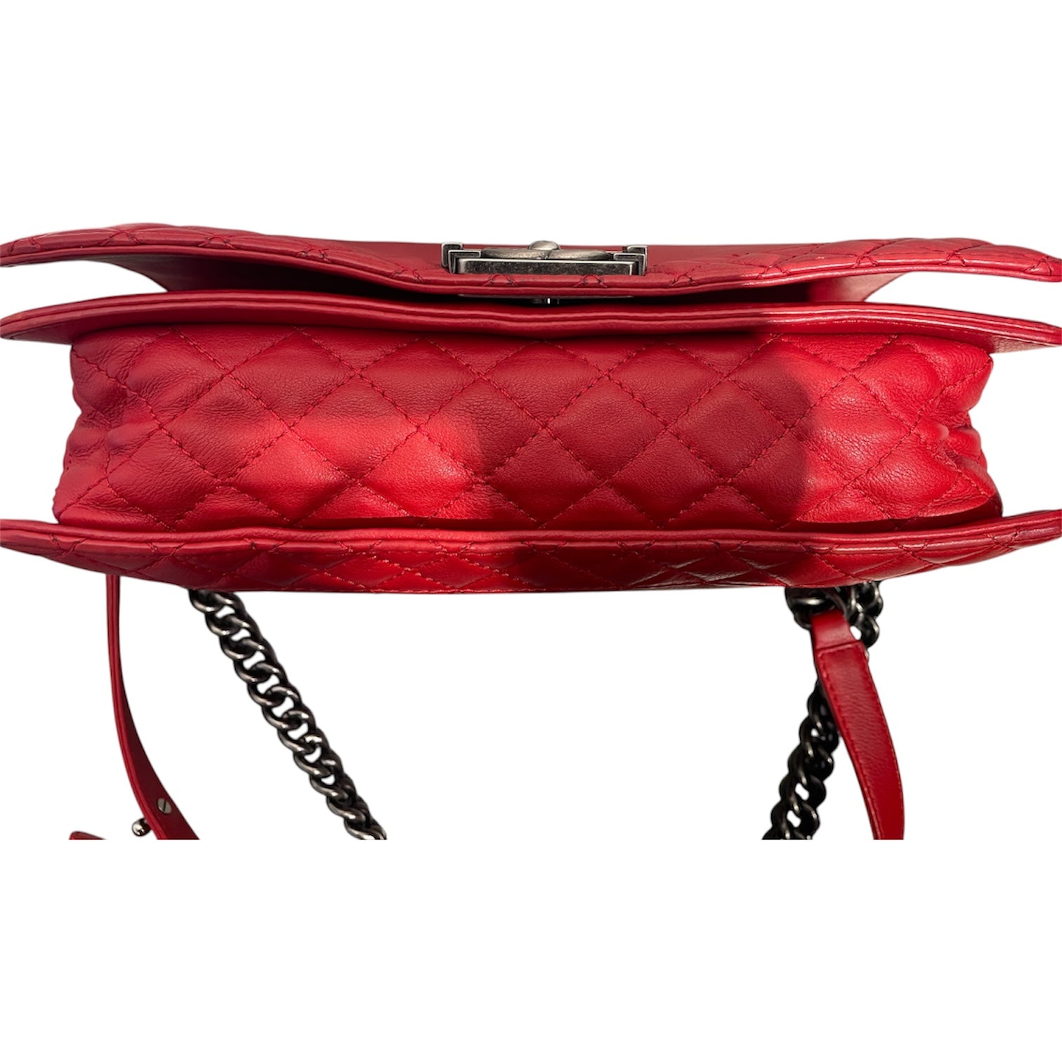 CHANEL/Cross Body Bag/Leather/RED/QUILTED LAMBSKIN CHAIN view 4