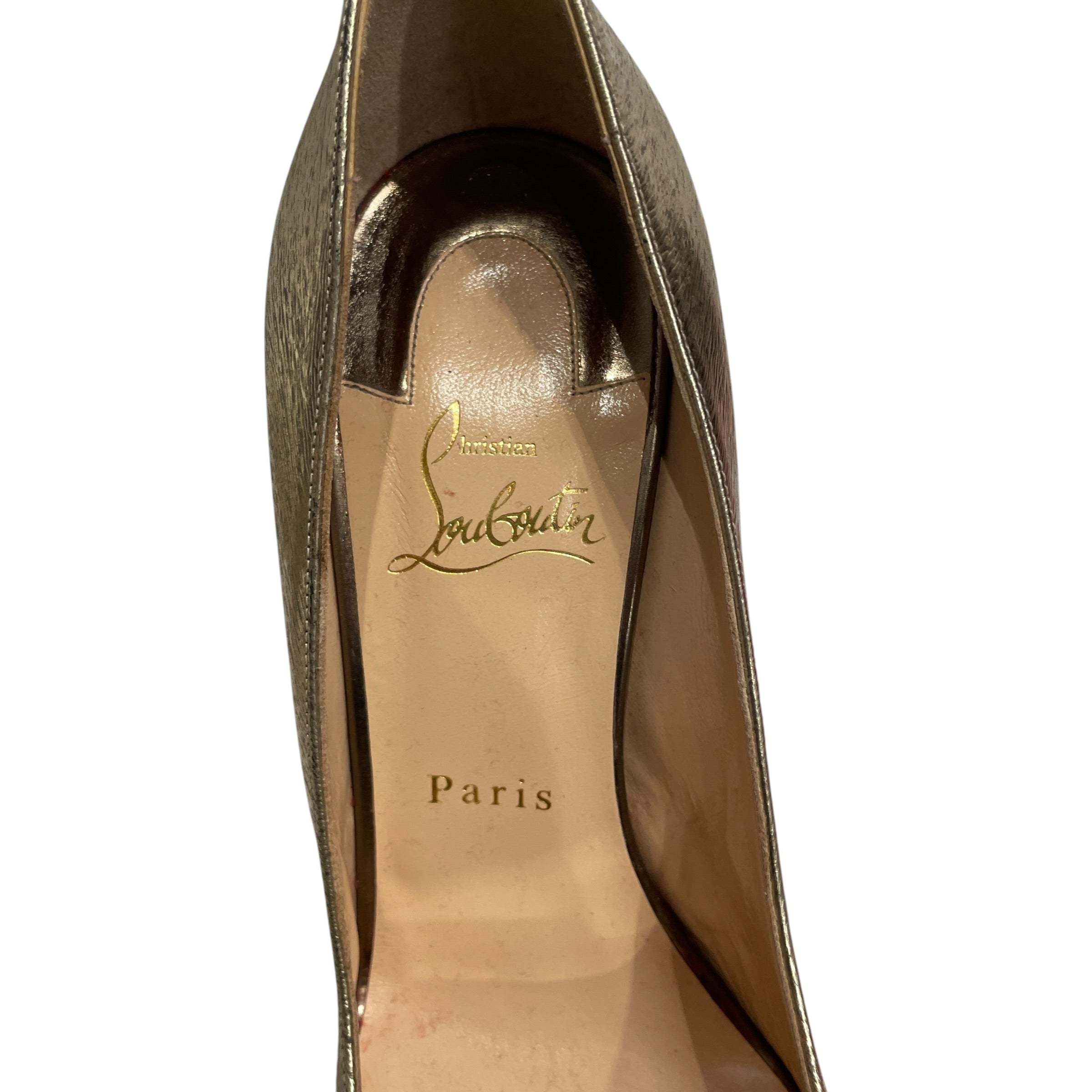 Christian Louboutin/Heels/EU 38/Leather/GLD/TUDDED/MESH TOE view 4