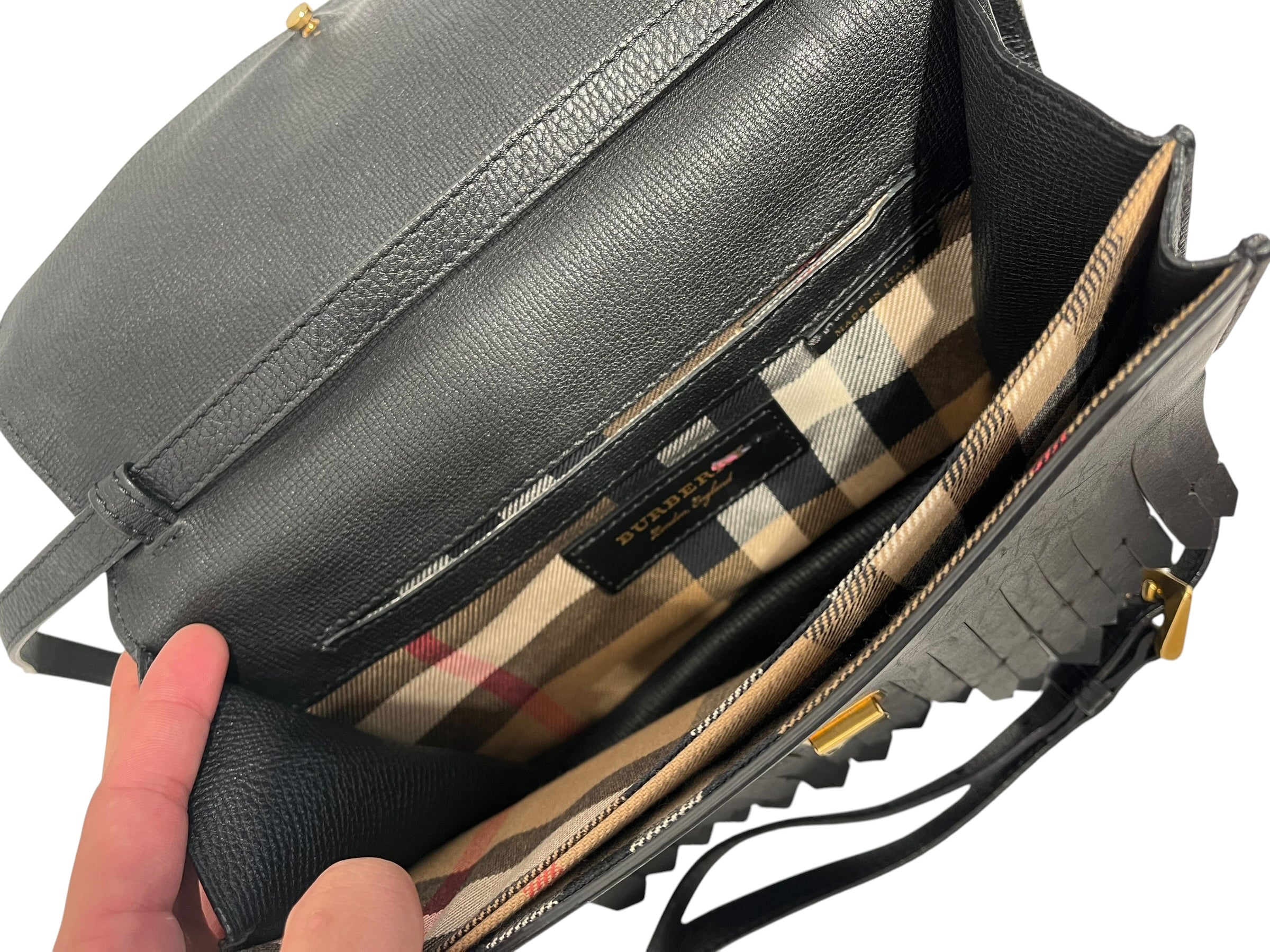 BURBERRY/Cross Body Bag/Leather/BLK/MACKEN FRINGE view 4