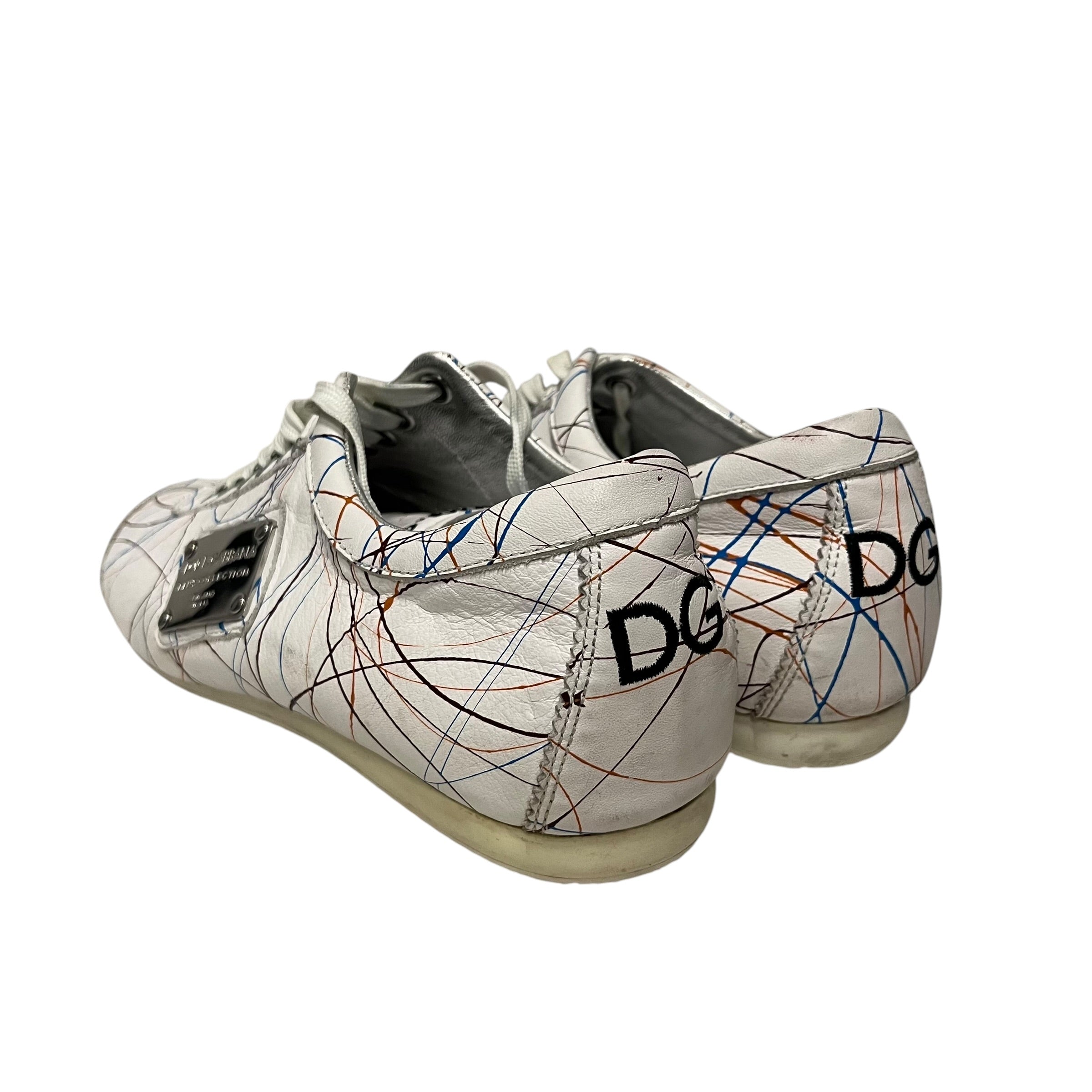 DOLCE&GABBANA/Low-Sneakers/US 9.5/Leather/WHT/paint splatter view 2
