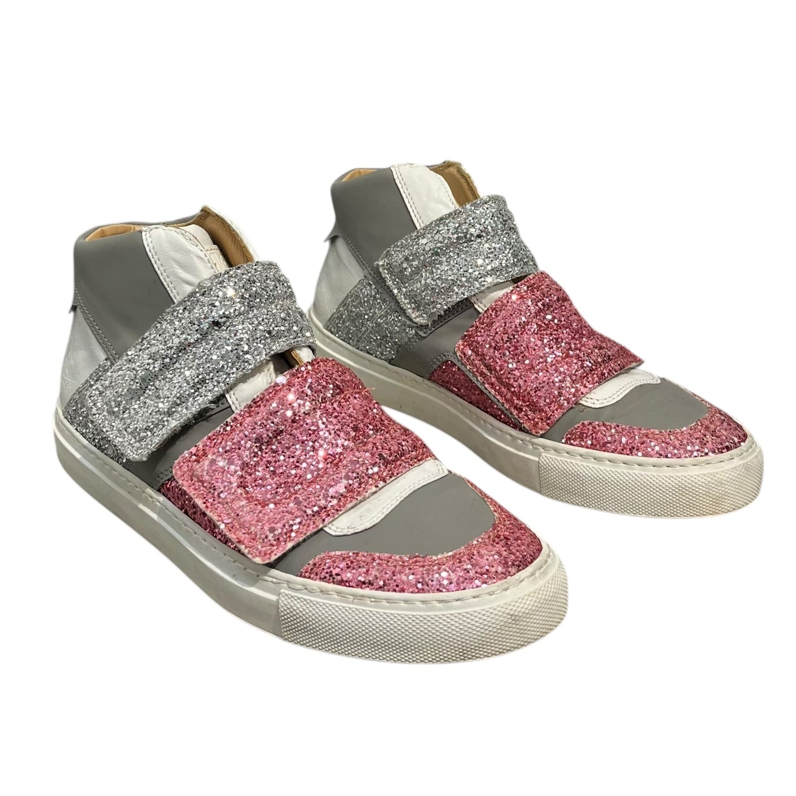 MM6/Hi-Sneakers/EU 37/Leather/GRY/glitter strap sneakers view 1