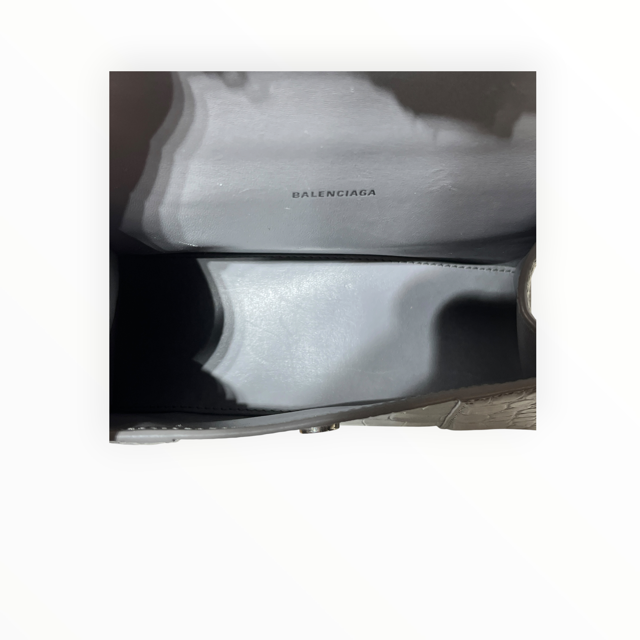 BALENCIAGA/Cross Body Bag/Animal Pattern/Leather/GRY/HOURGLASS MINI CROC view 7