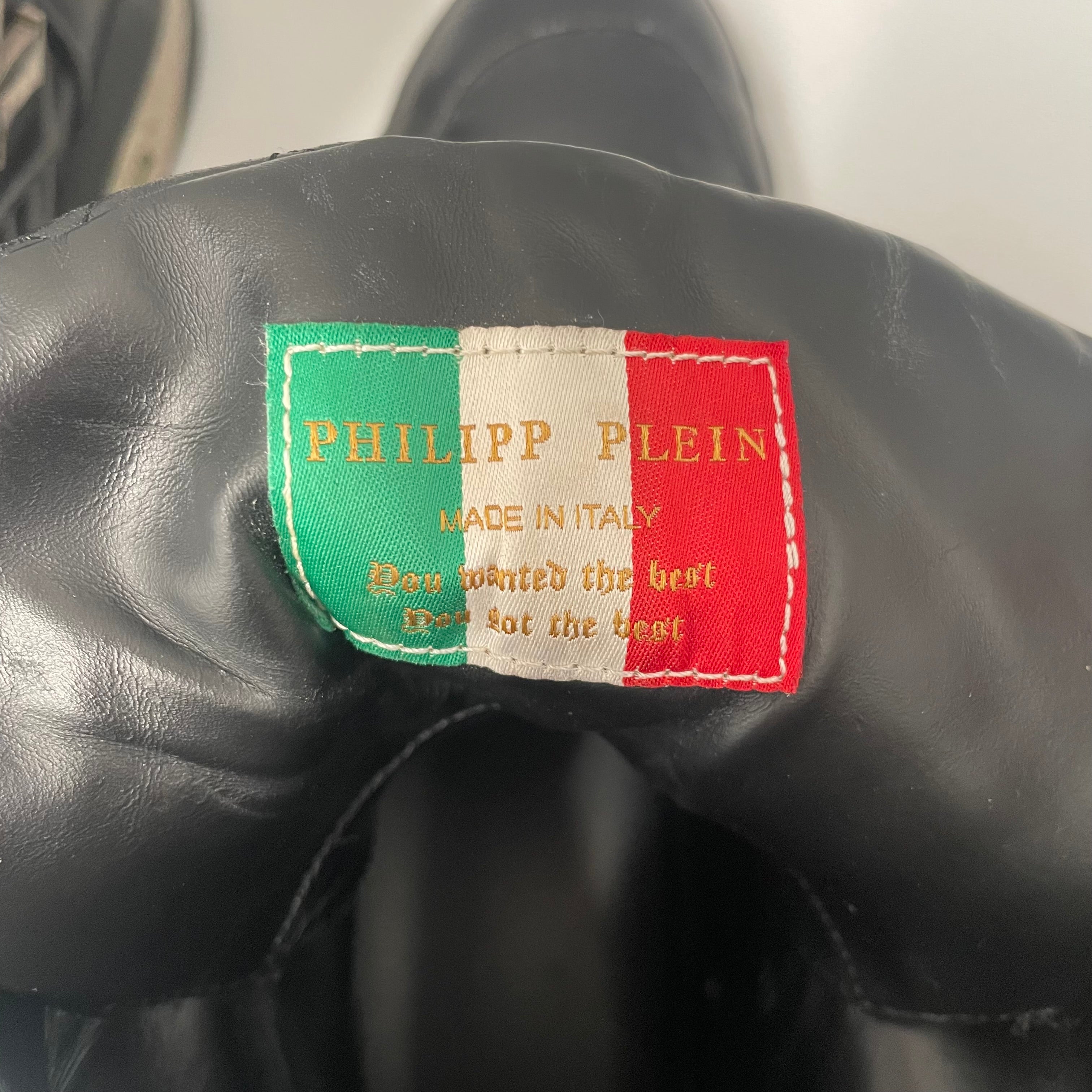 PHILIPP PLEIN/Hi-Sneakers/US 11/Leather/BLK/STUDDED/ STRAP/ SILVER view 5
