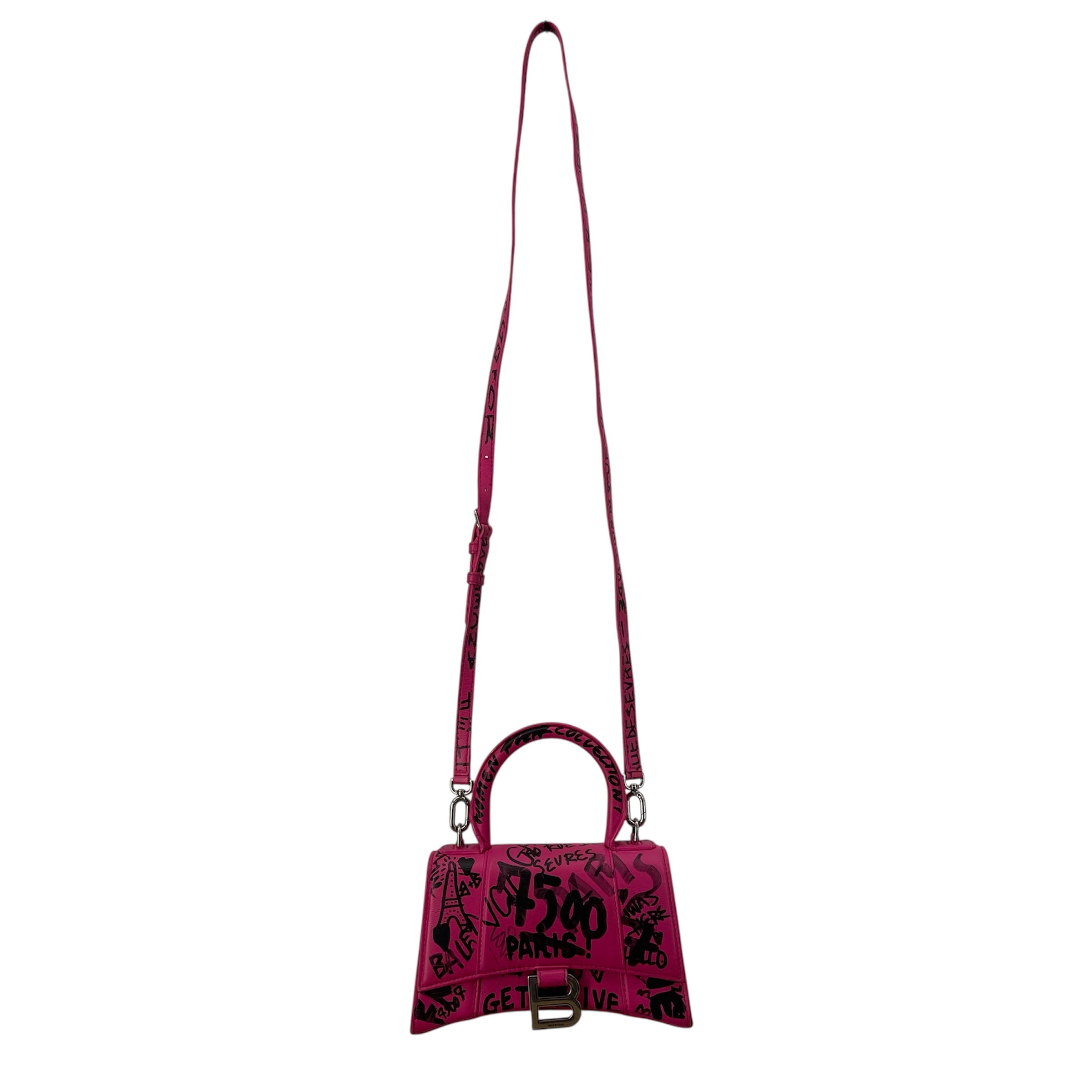 BALENCIAGA/Cross Body Bag/Graphic/Leather/PNK/GRAFFITI HOURGLASS view 1