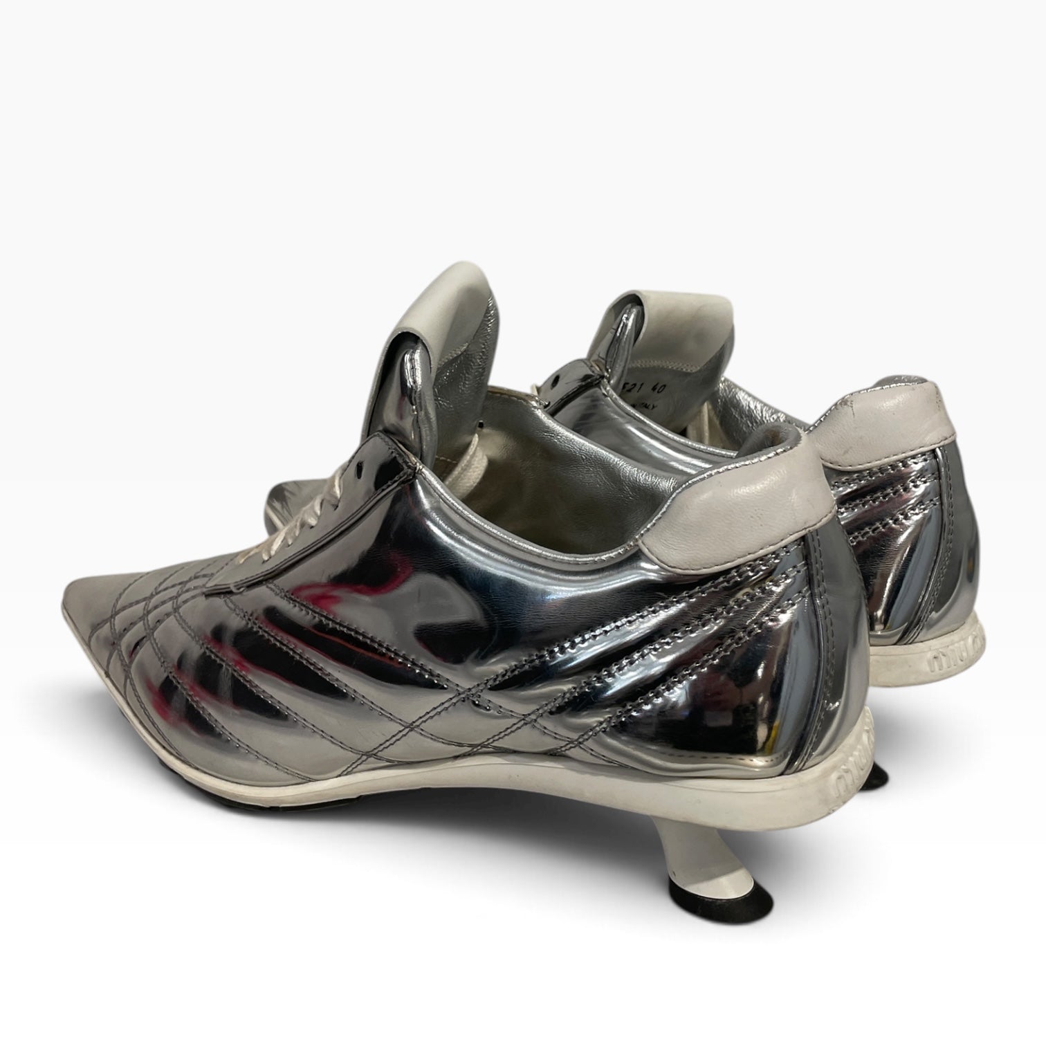 MIU MIU/Low-Sneakers/US 7/Polyester/SLV/Heeled soccer shoe shiny view 2