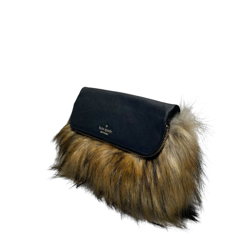 kate spade new york/Hand Bag/Leather/BLK/faux fox