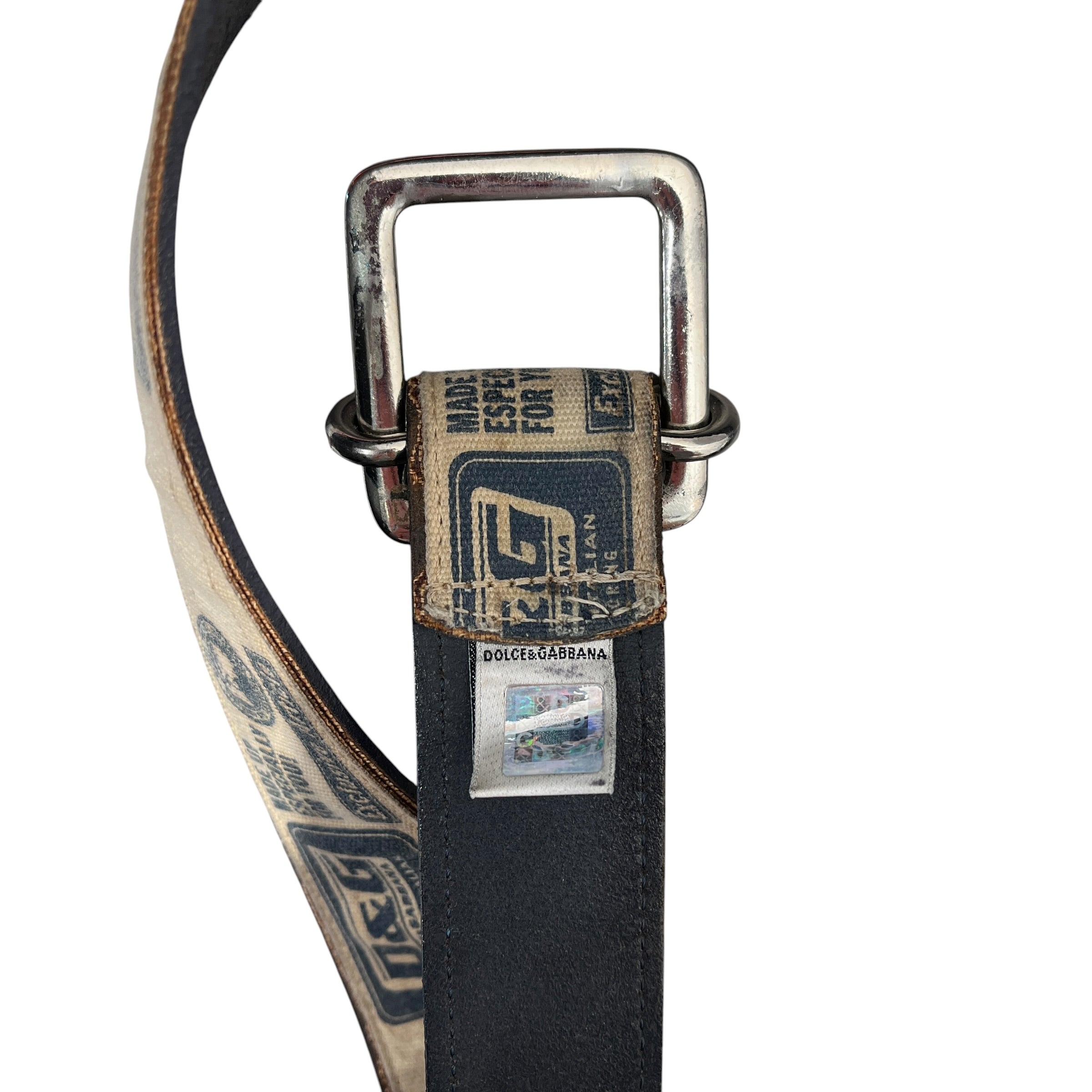 DOLCE&GABBANA/Belt/Graphic/Leather/BEG/L's/VINTAGE PRINTED GRAPHIC LOGO view 3
