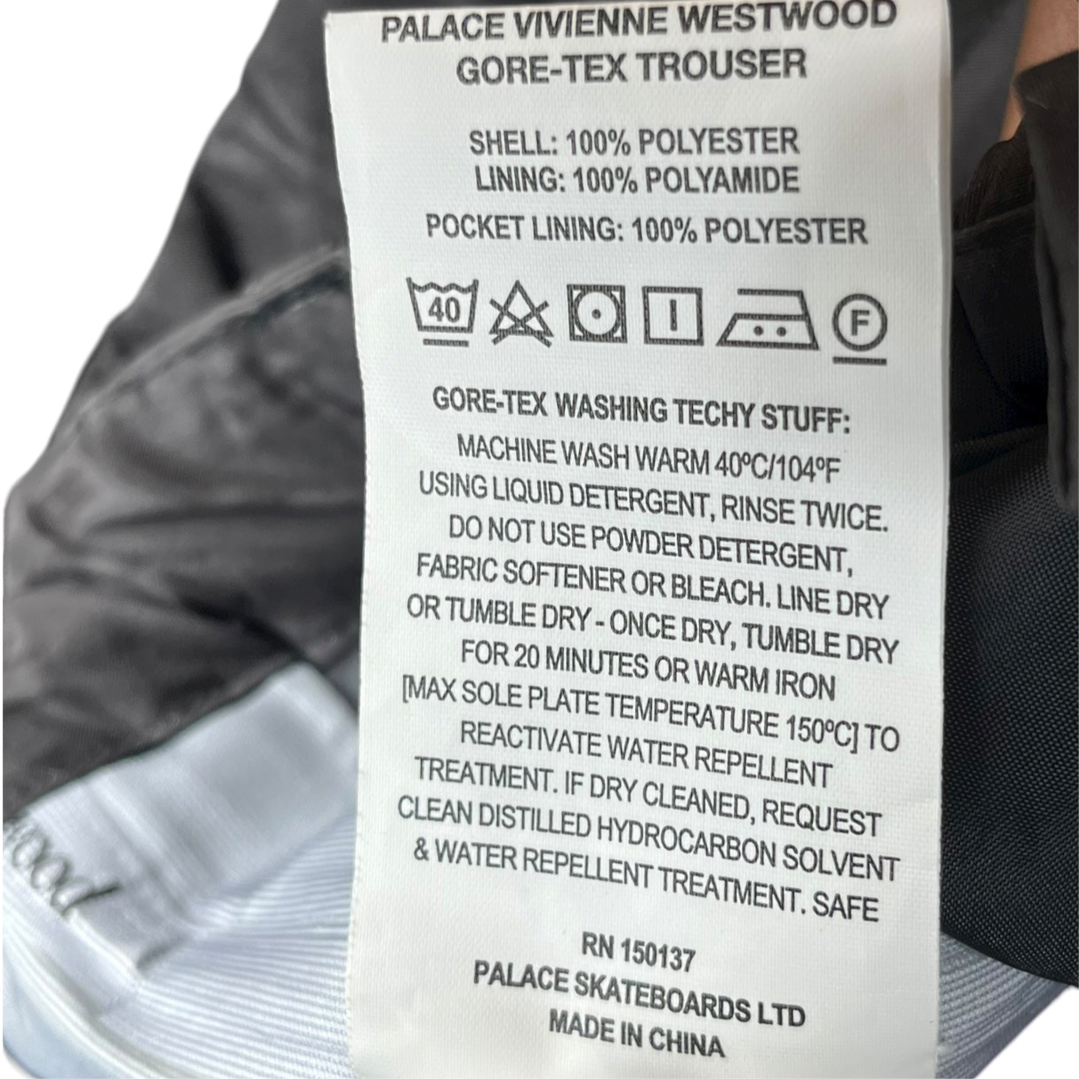 PALACE/Vivienne Westwood/Straight Pants/XL/Polyester/BLK/All Over Print/AW24 GORETEX PANTS view 4