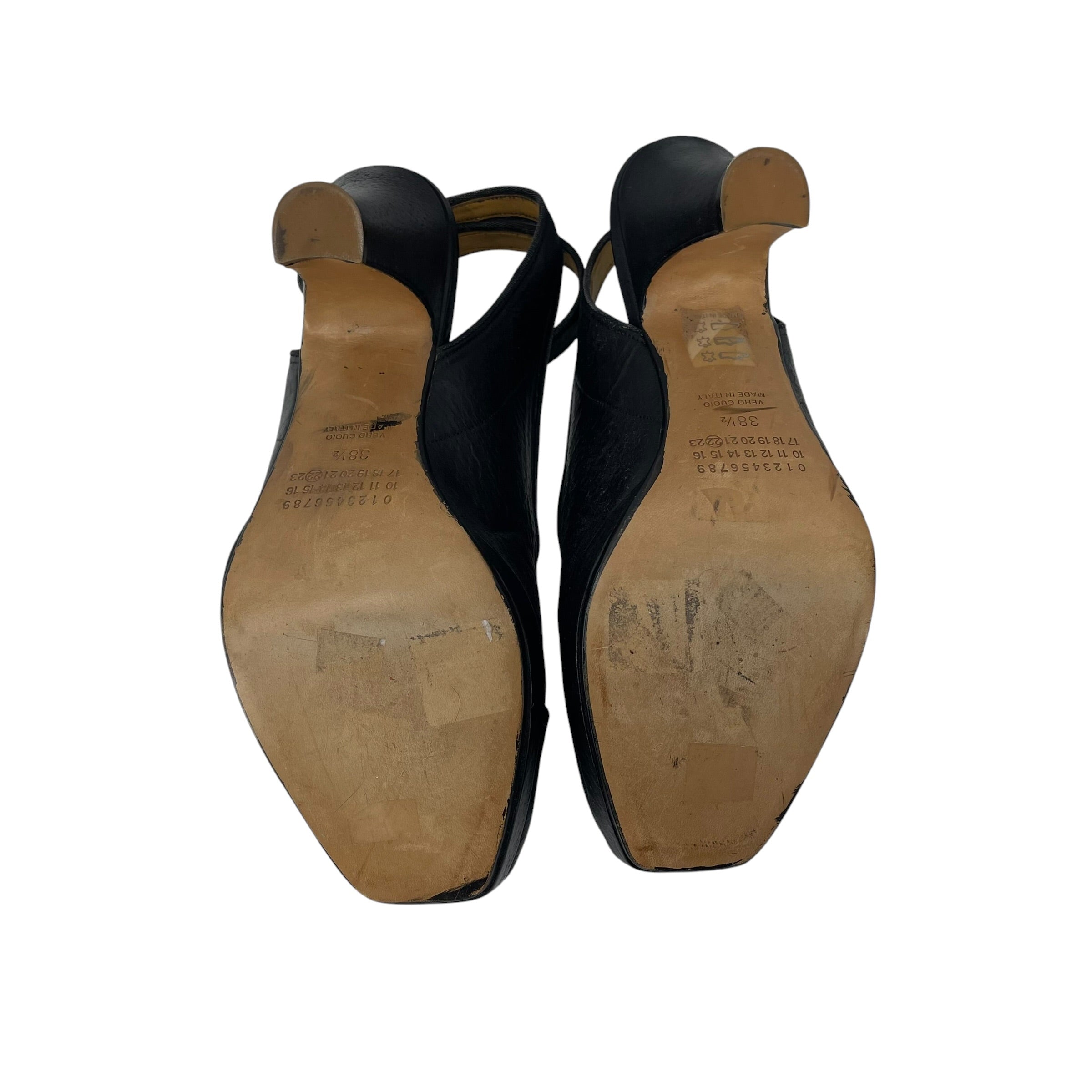 Maison Martin Margiela/Heels/EU 38.5/Leather/BLK/Ankle Strap/REPLICA 90S PEEP TOE HEELS view 4