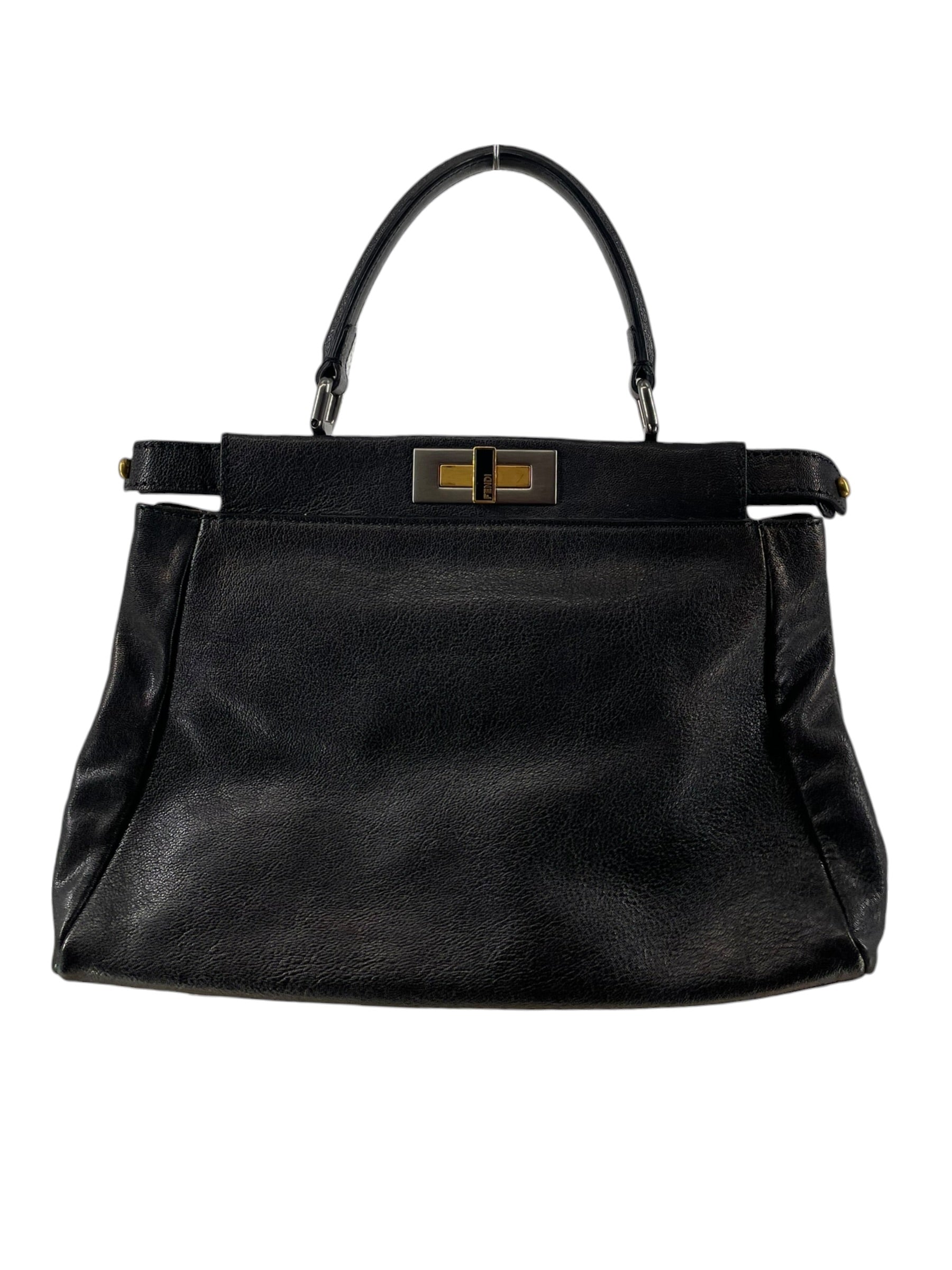 FENDI/Hand Bag/Leather/BLK/PEAKABOO MONOGRAM LINED view 2