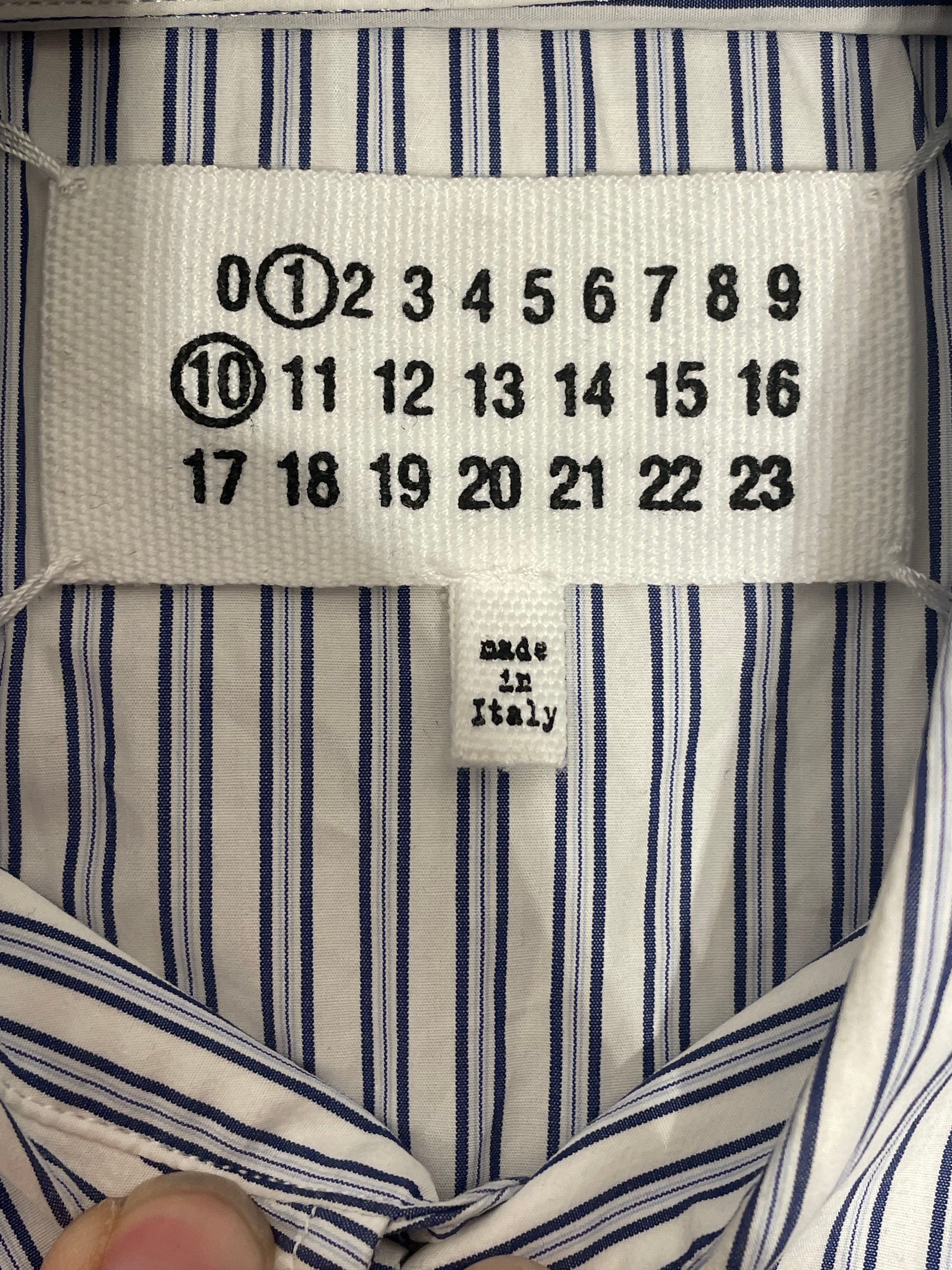 Maison Margiela/SS Shirt/43/Cotton/BLU/Stripe/QUARTER SLEEVE WHT/BLU view 3