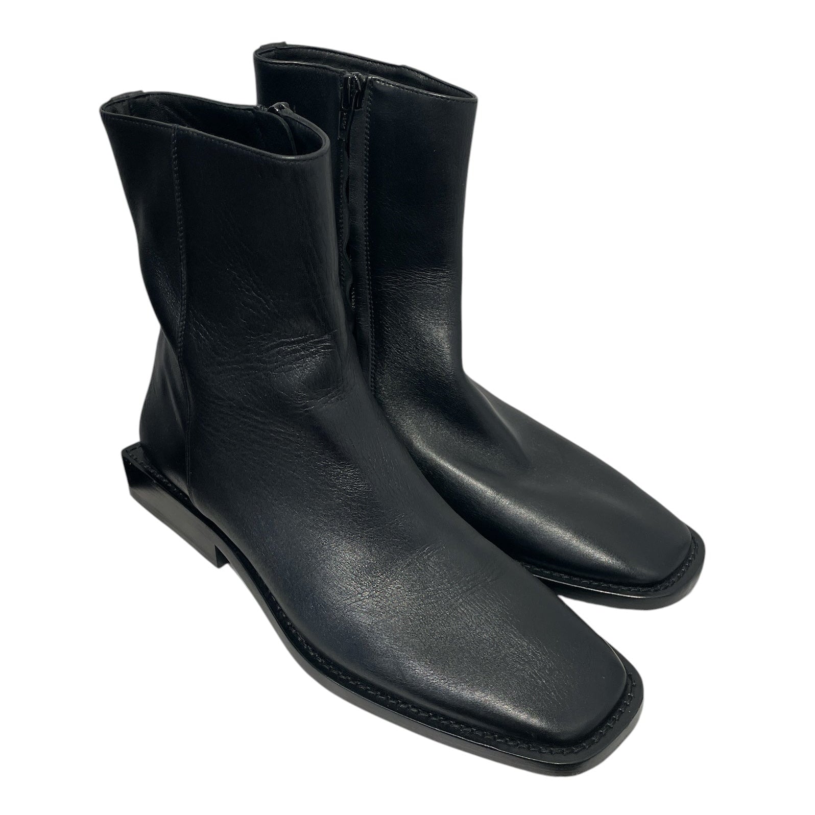 BALENCIAGA/Booties/EU 38.5/Leather/BLK/square toe ankle boots wht bb view 1