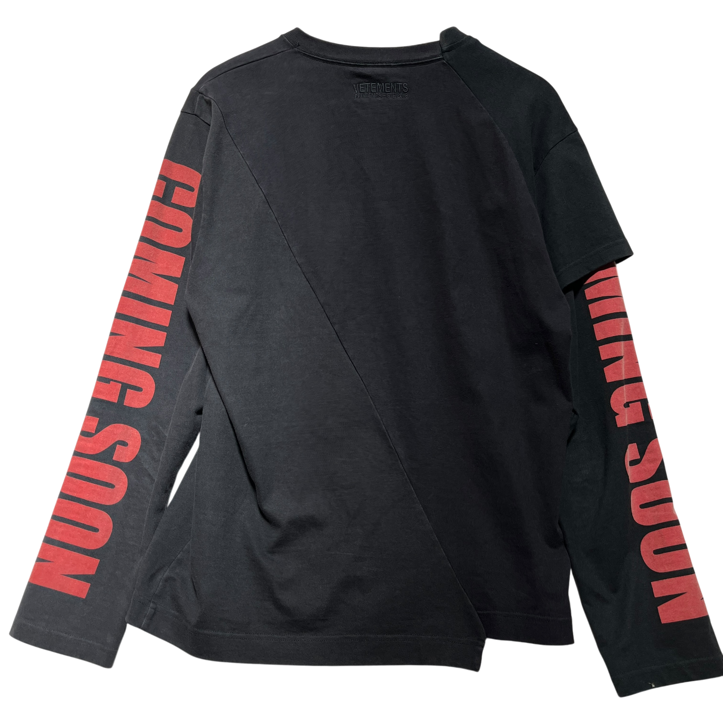 VETEMENTS/LS T-Shirt/M/Cotton/BLK/deconstructed zurich view 3