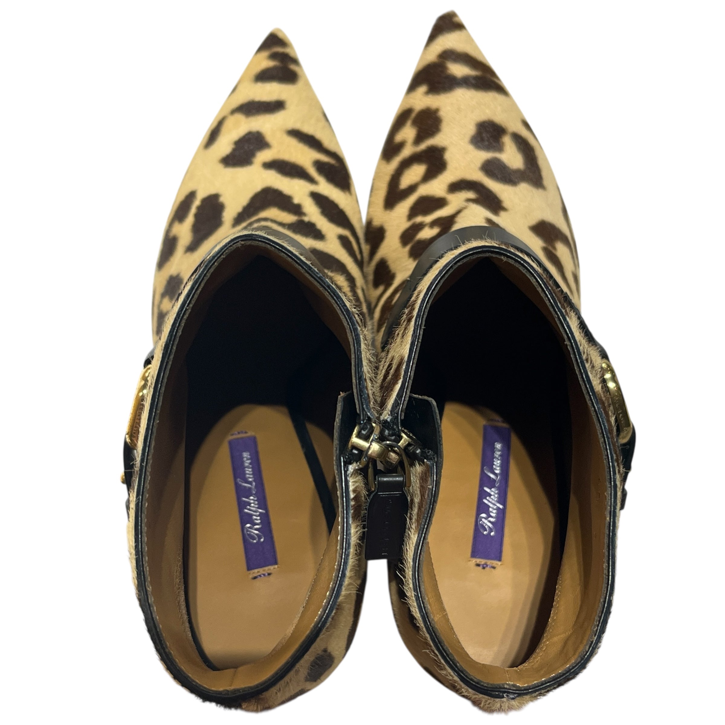 RALPH LAUREN PURPLE LABEL/Booties/EU 40/Leopard/Fur/BEG/POINTED TOE HEELS view 4