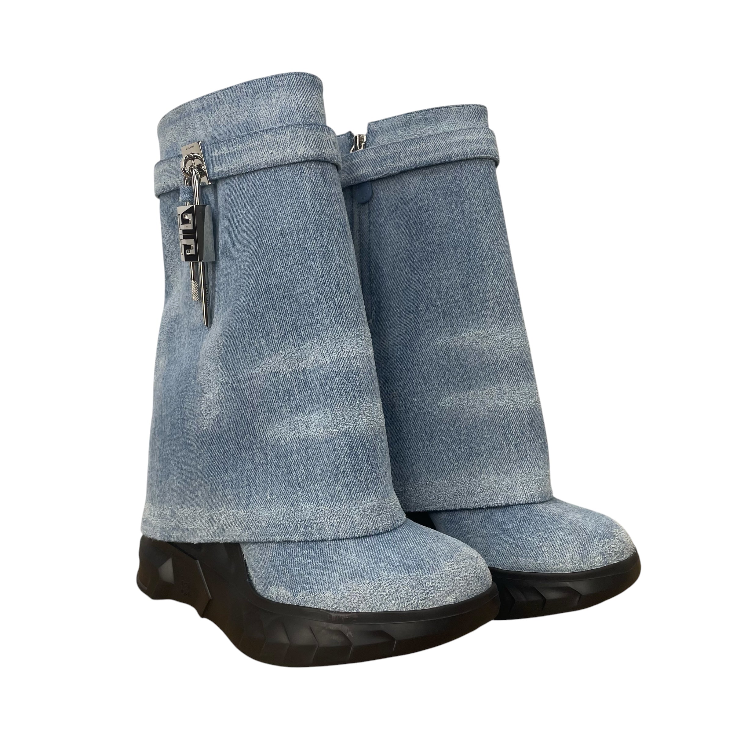 GIVENCHY/Boots/EU 42/Cotton/BLU/DENIM SHARK ANKLE BOOT view 1