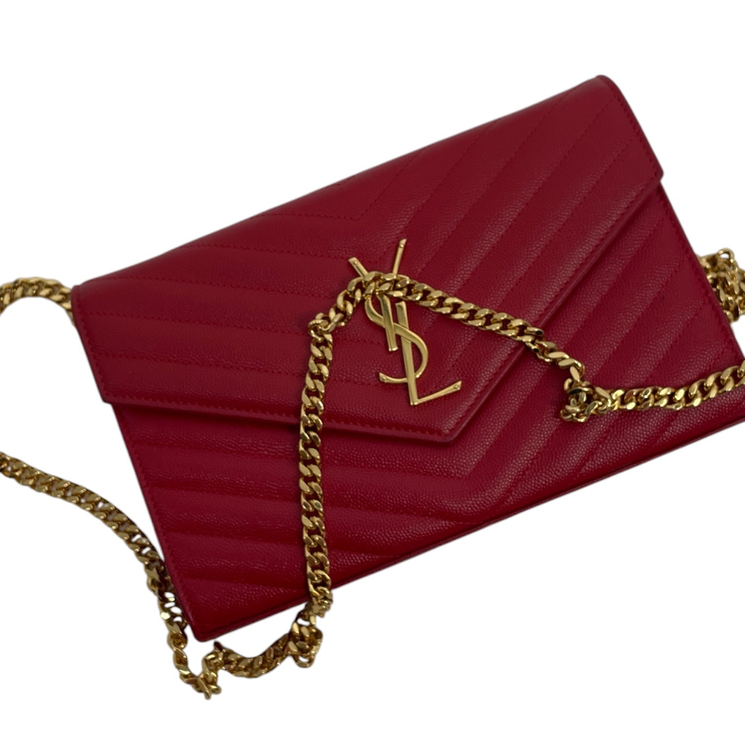 SAINT LAURENT/Bag/Leather/RED/MONOGRAM ENVELOPE BAG view 7