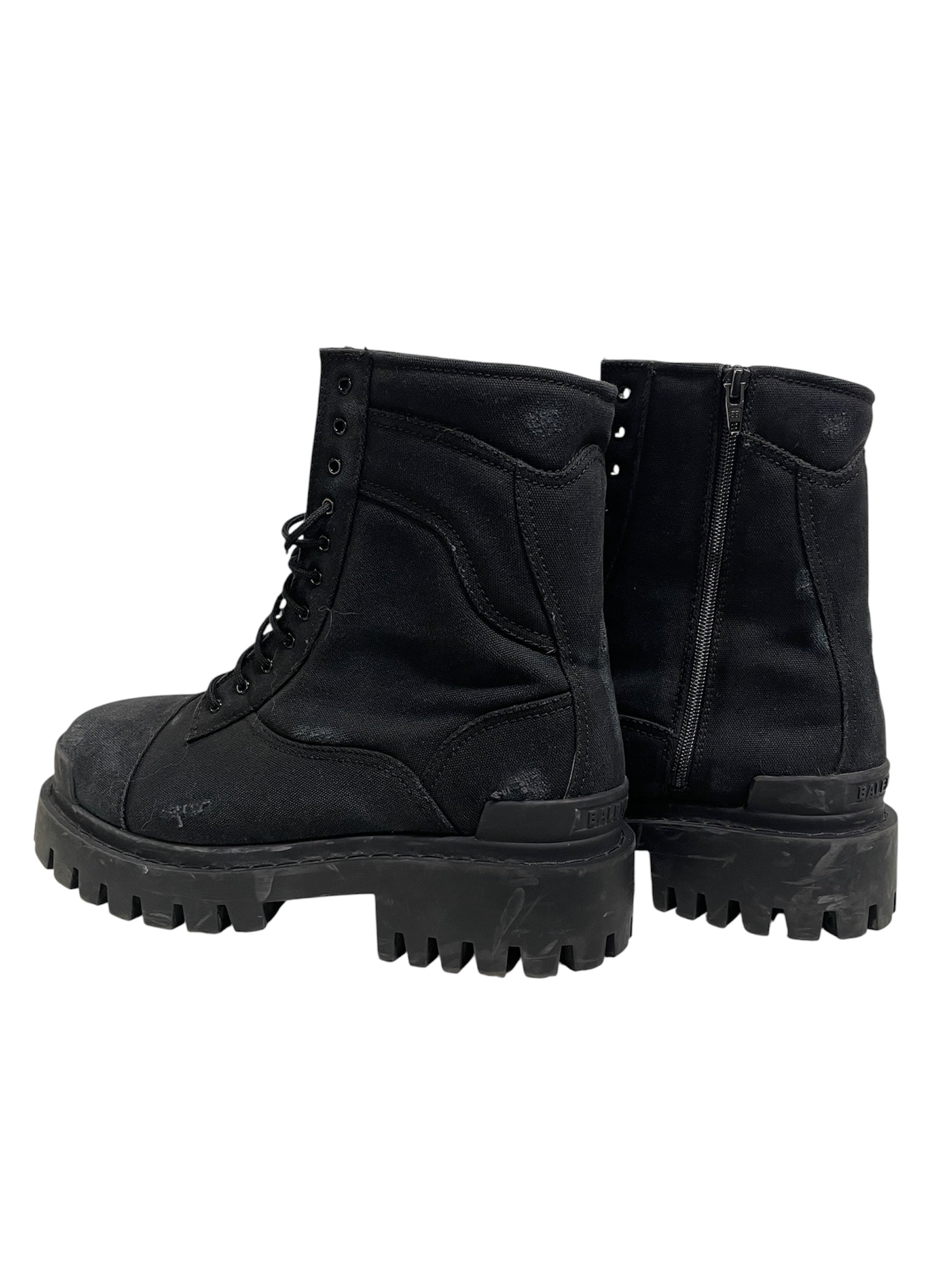 BALENCIAGA/Boots/US 11/Cotton/BLK/DISTRESSING COMBAT BOOT view 2