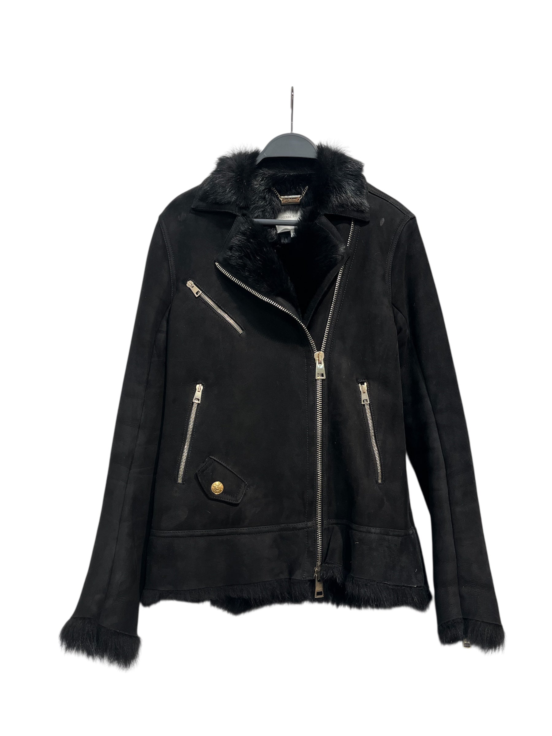 PIERRE BALMAIN/Leather Jkt/26/Leather/BLK/shearling fur gold hardware view 1