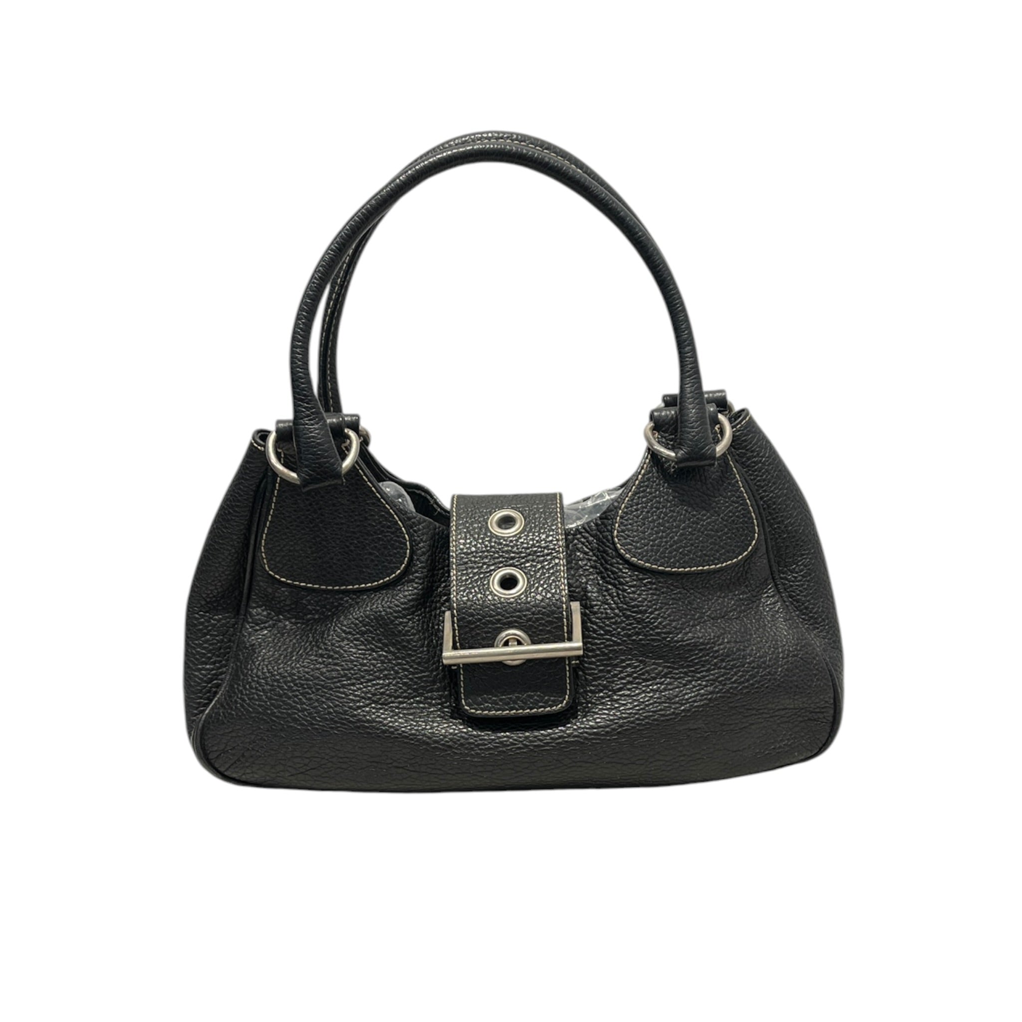 PRADA/Hand Bag/Leather/BLK/HALF MOON BUCKLE view 1