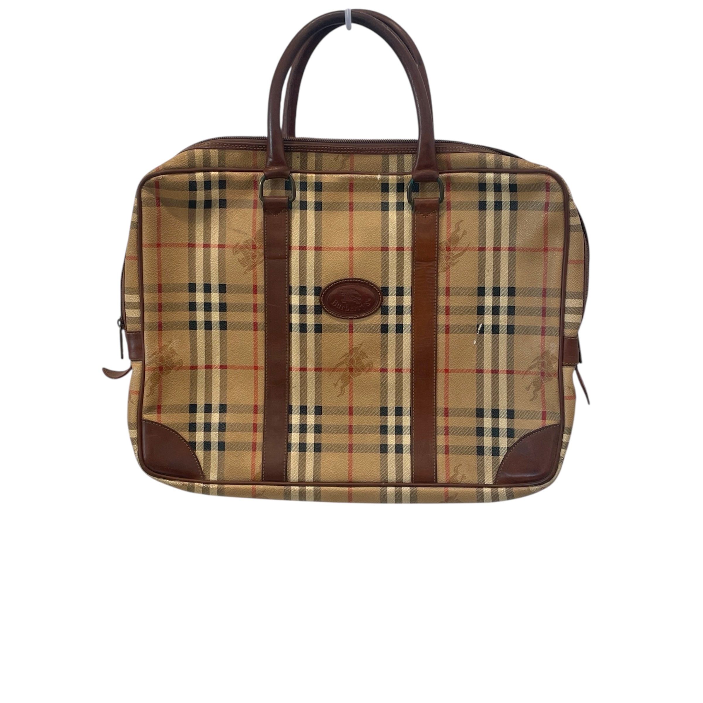 BURBERRYS/Briefcase/Hombre Check/Leather/BEG/vintage view 1