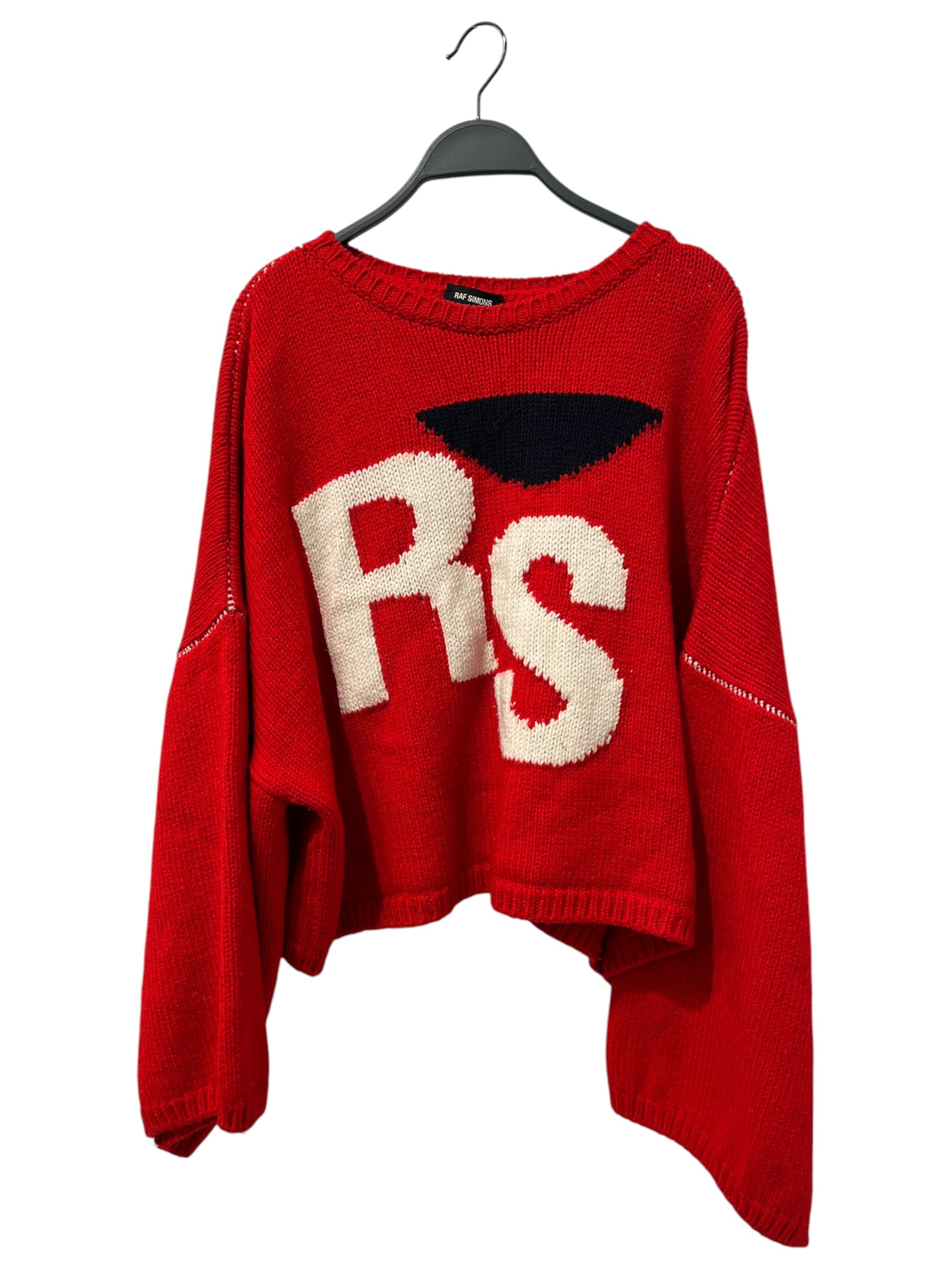 RAF SIMONS/Sweater/L/Wool/RED/CROPPED RS LOGO SWEATER view 1