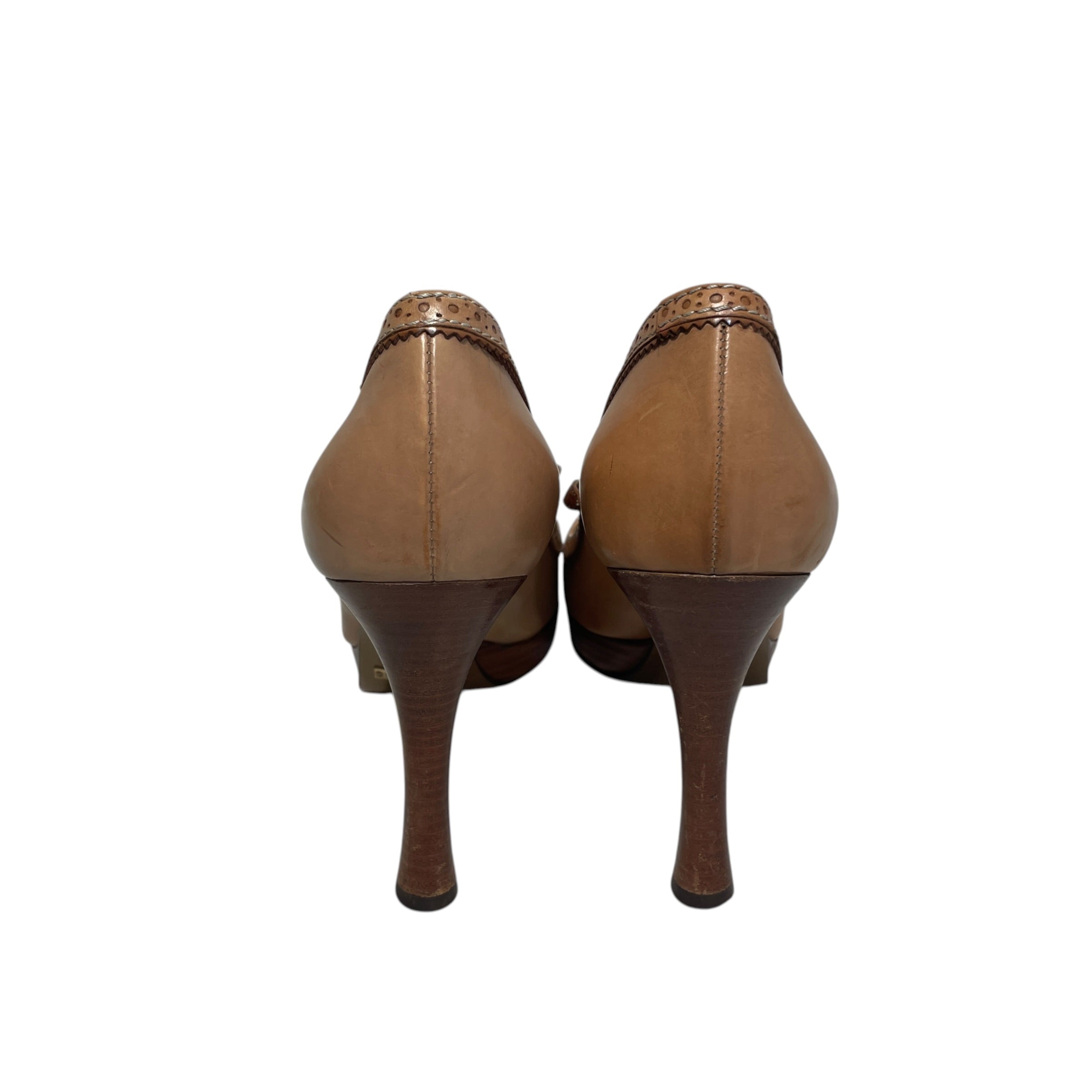 DOLCE&GABBANA/Heels/EU 40/Leather/BEG/Slip-on/Mary Jane Brogue-Style Heel view 4