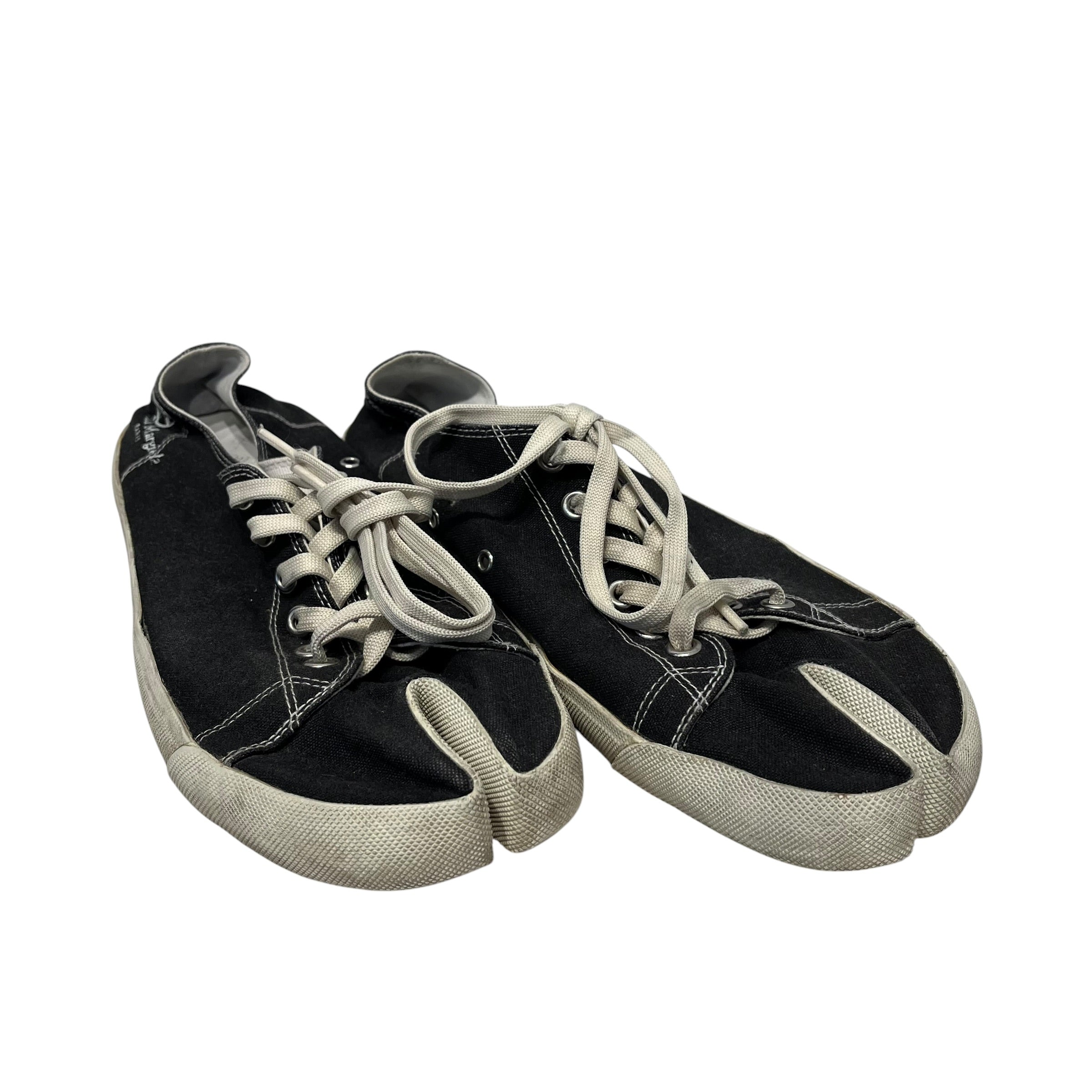 Maison Margiela/Low-Sneakers/US 13/Cotton/BLK/Canvas Tabi Sneaker Logo Side view 1