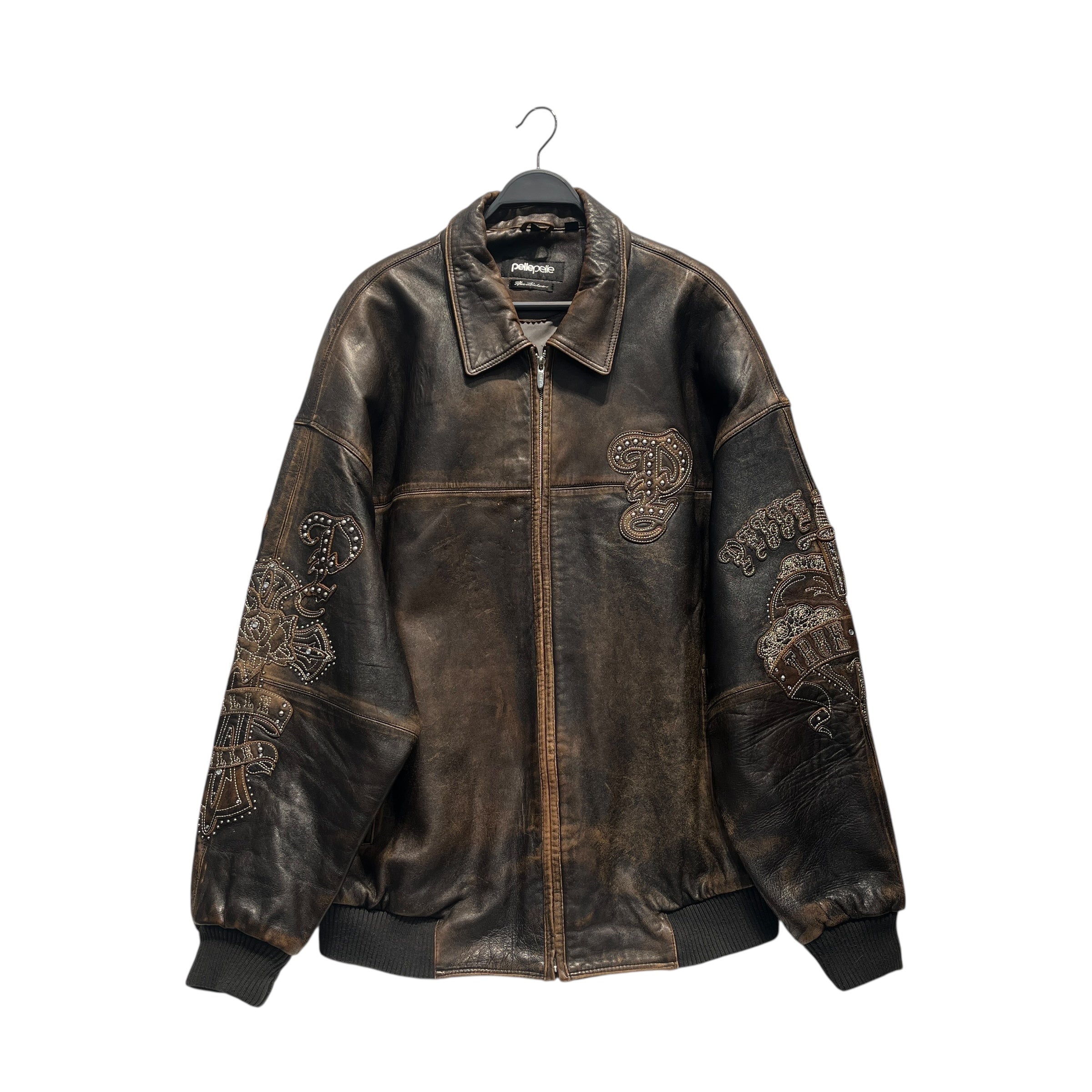 Pelle Pelle/Leather Jkt/54/Leather/BRW/EMBROIDERED SLEEVE view 1