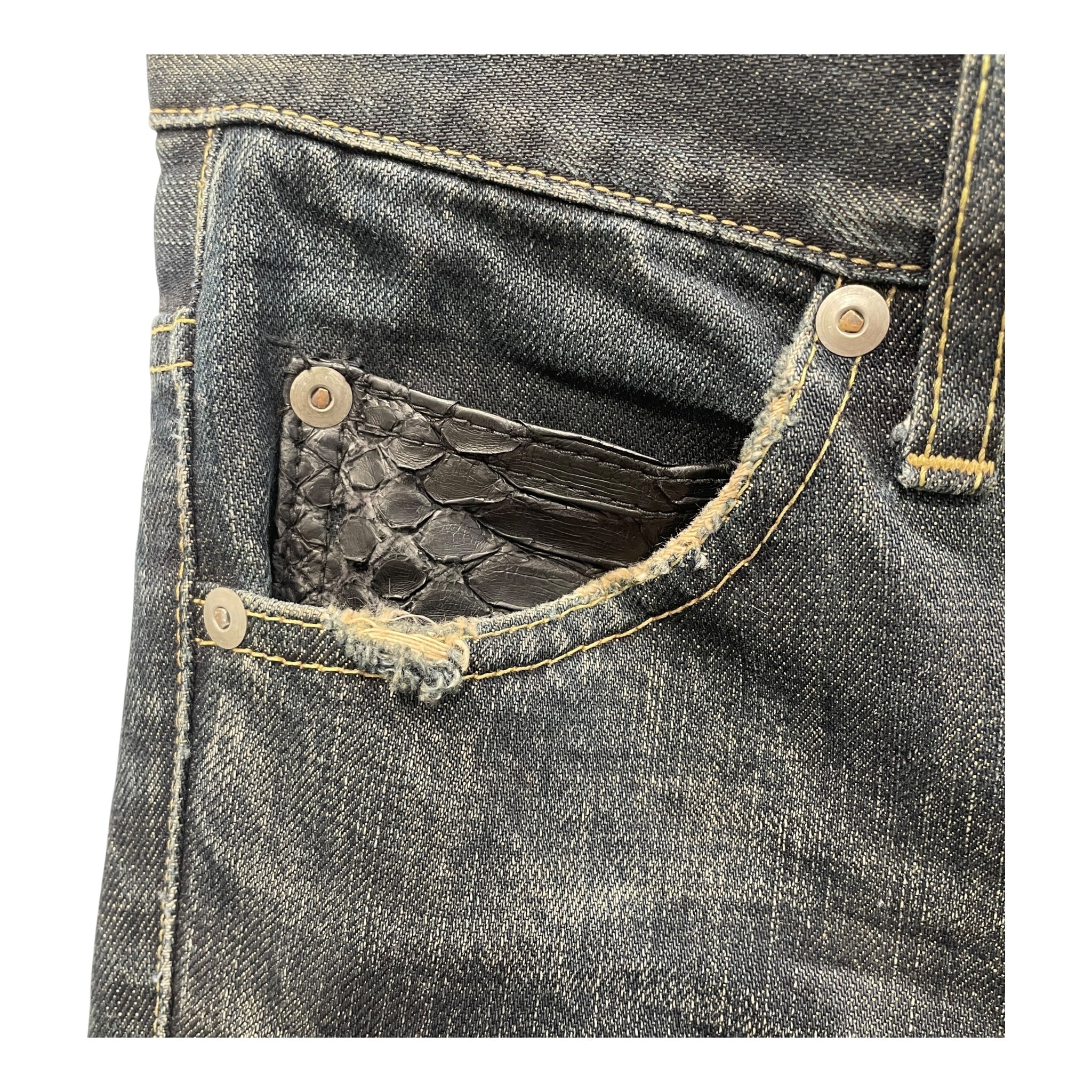 ISAMU KATAYAMA BACKLASH/Skinny Pants/1/Cotton/IDG/SNAKESKIN POCKET DENIM view 5