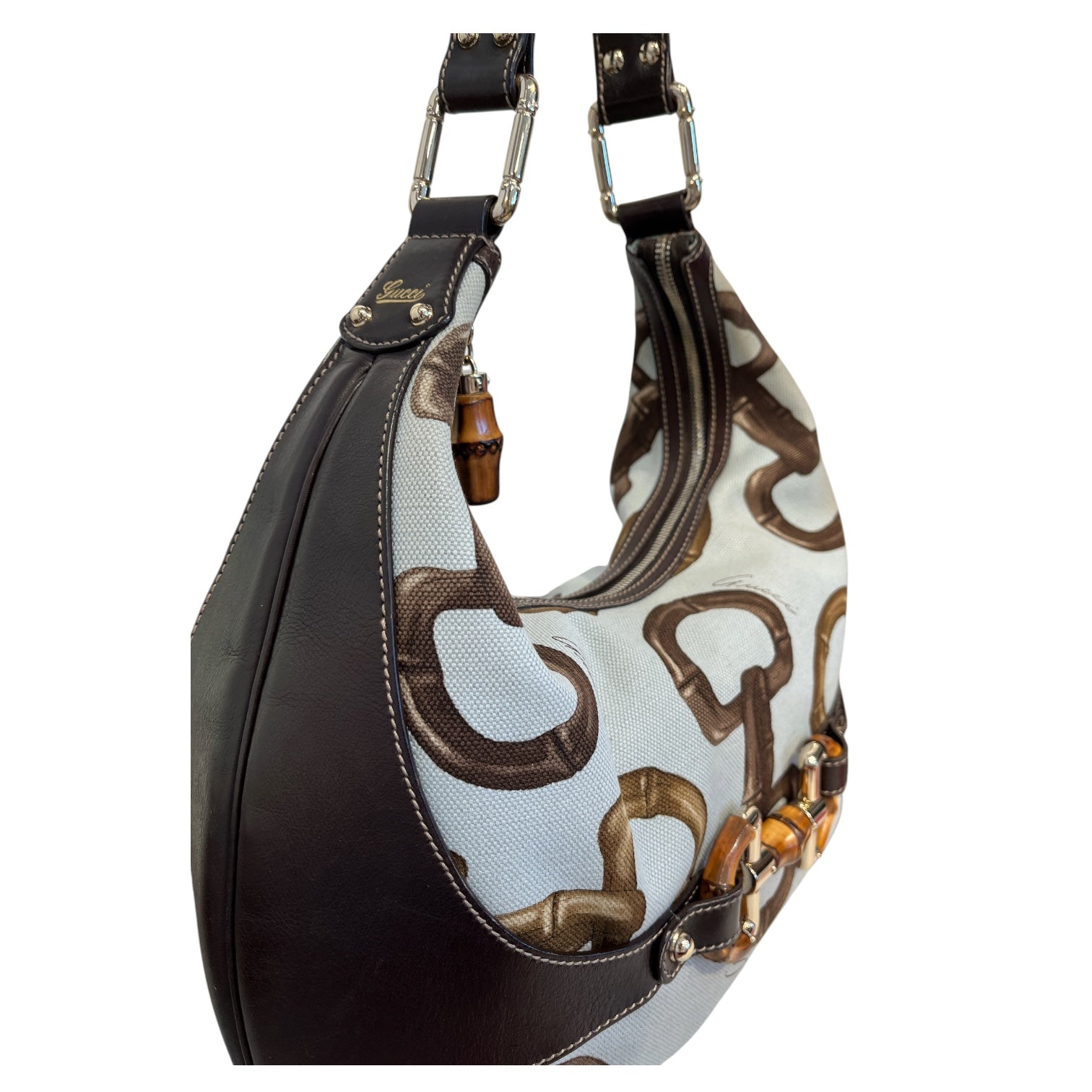 GUCCI/Hand Bag/All Over Print/Cotton/MLT/bamboo horsebit handbag view 4