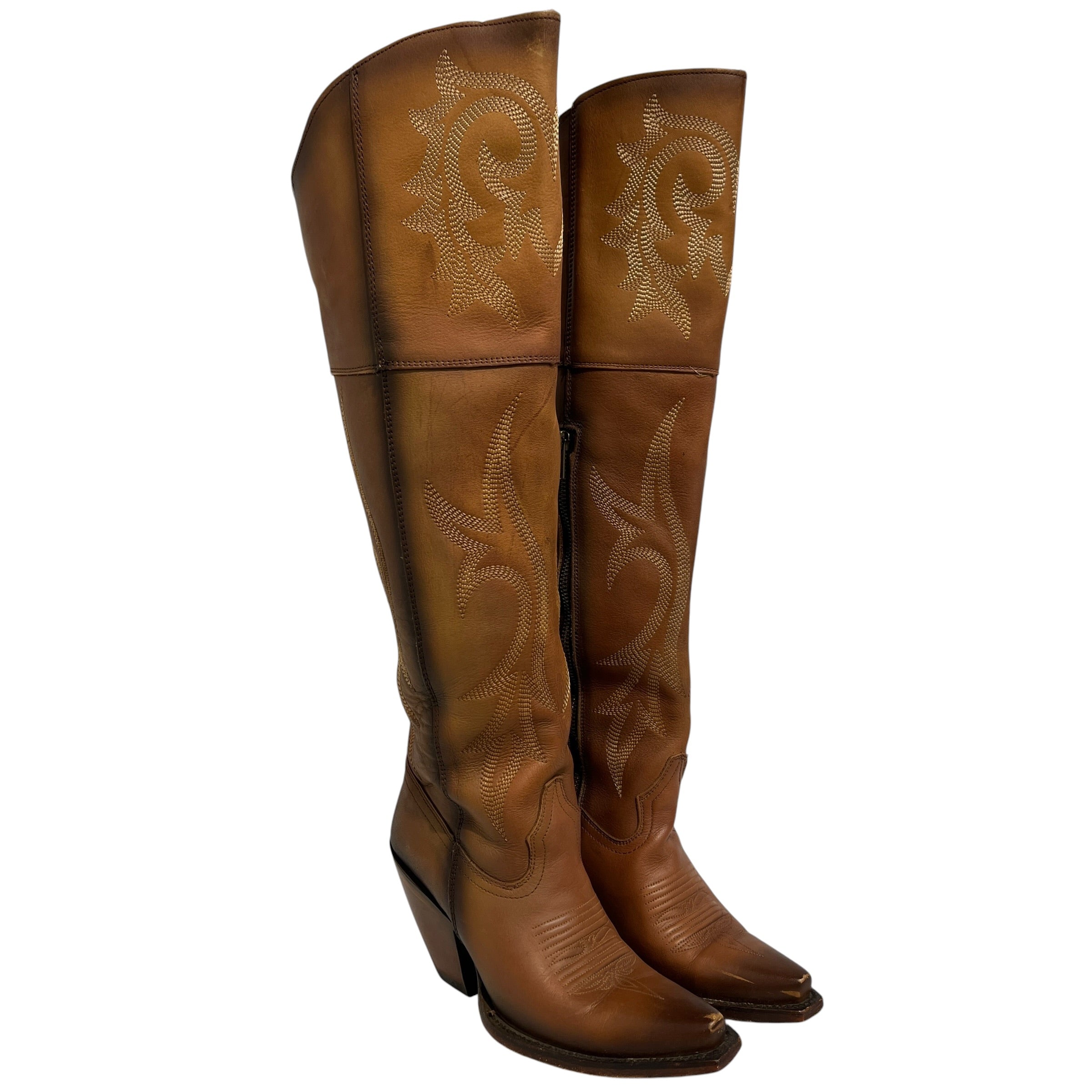 Caborca/Boots/US 7/Leather/BEG/cowboy boot view 1