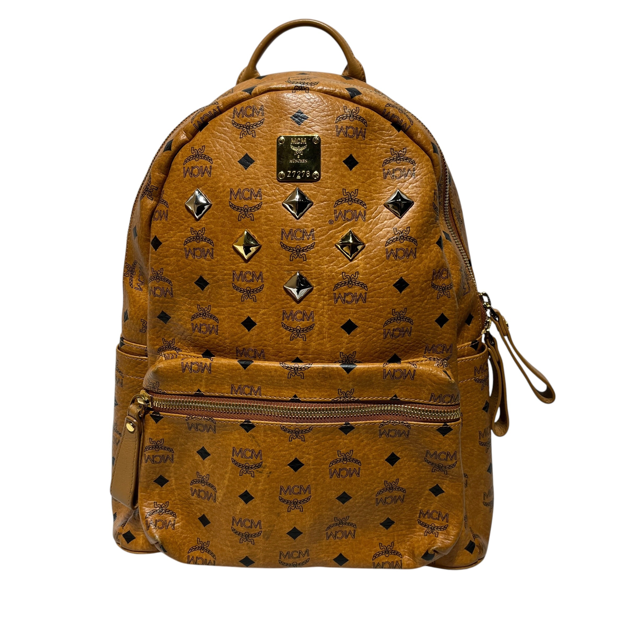 MCM/Backpack/Leather/RED/Studded Backpack view 1