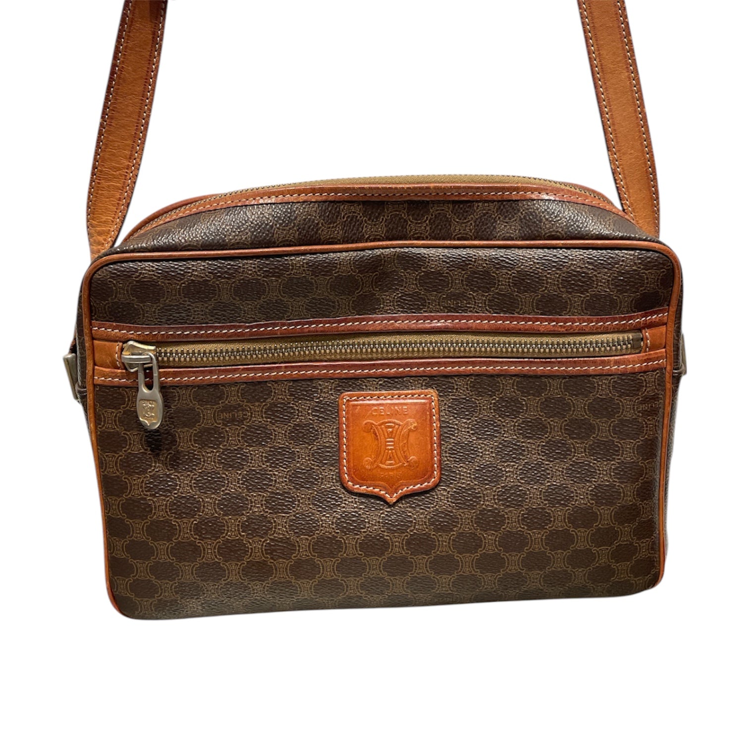 CELINE/Cross Body Bag/Monogram/Leather/BRW/CELINE MACADAM SHOULDER BAG view 3