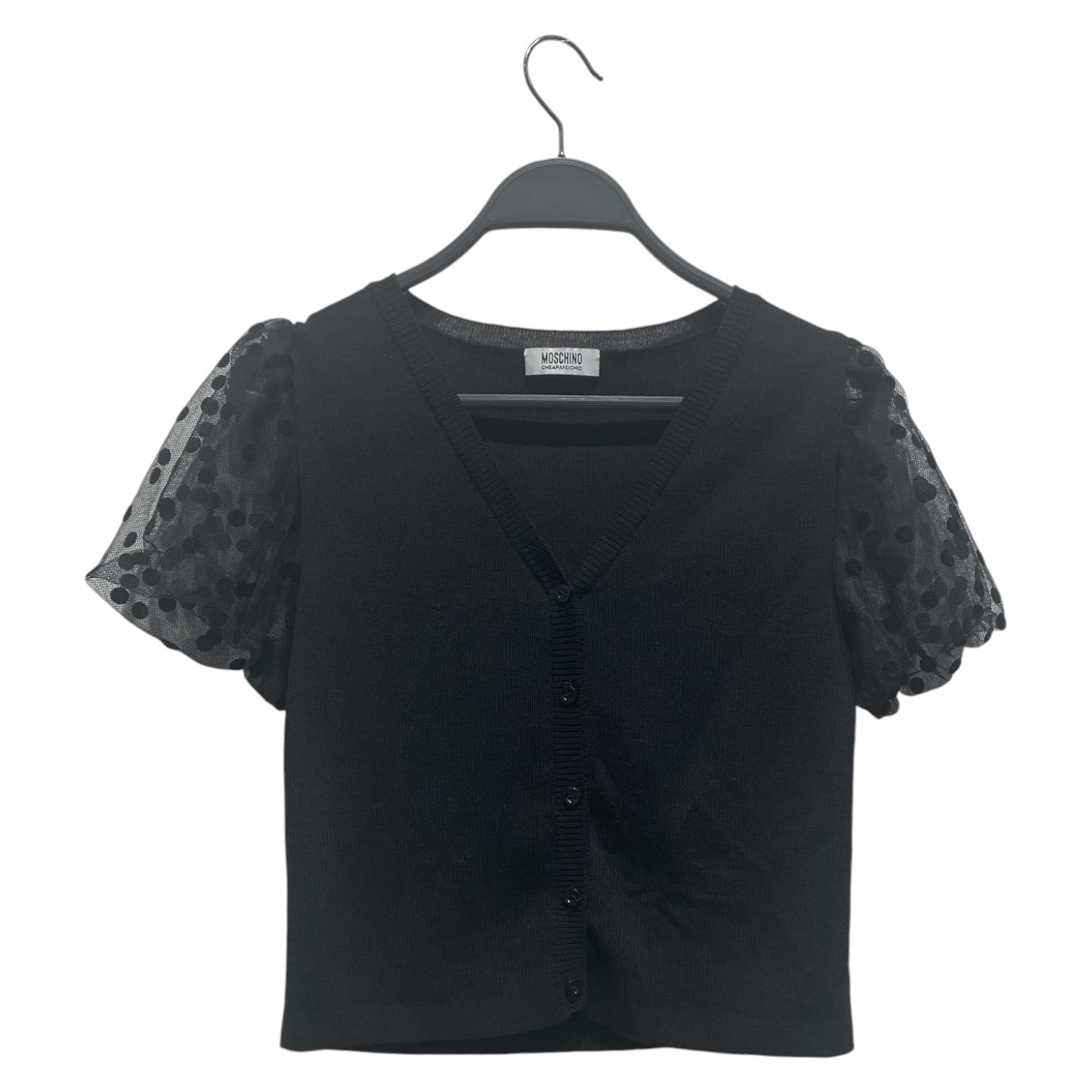 MOSCHINO CHEAP & CHIC/Cardigan/Cotton/BLK/DOTTED SHEER SHORT SLEEVE view 1