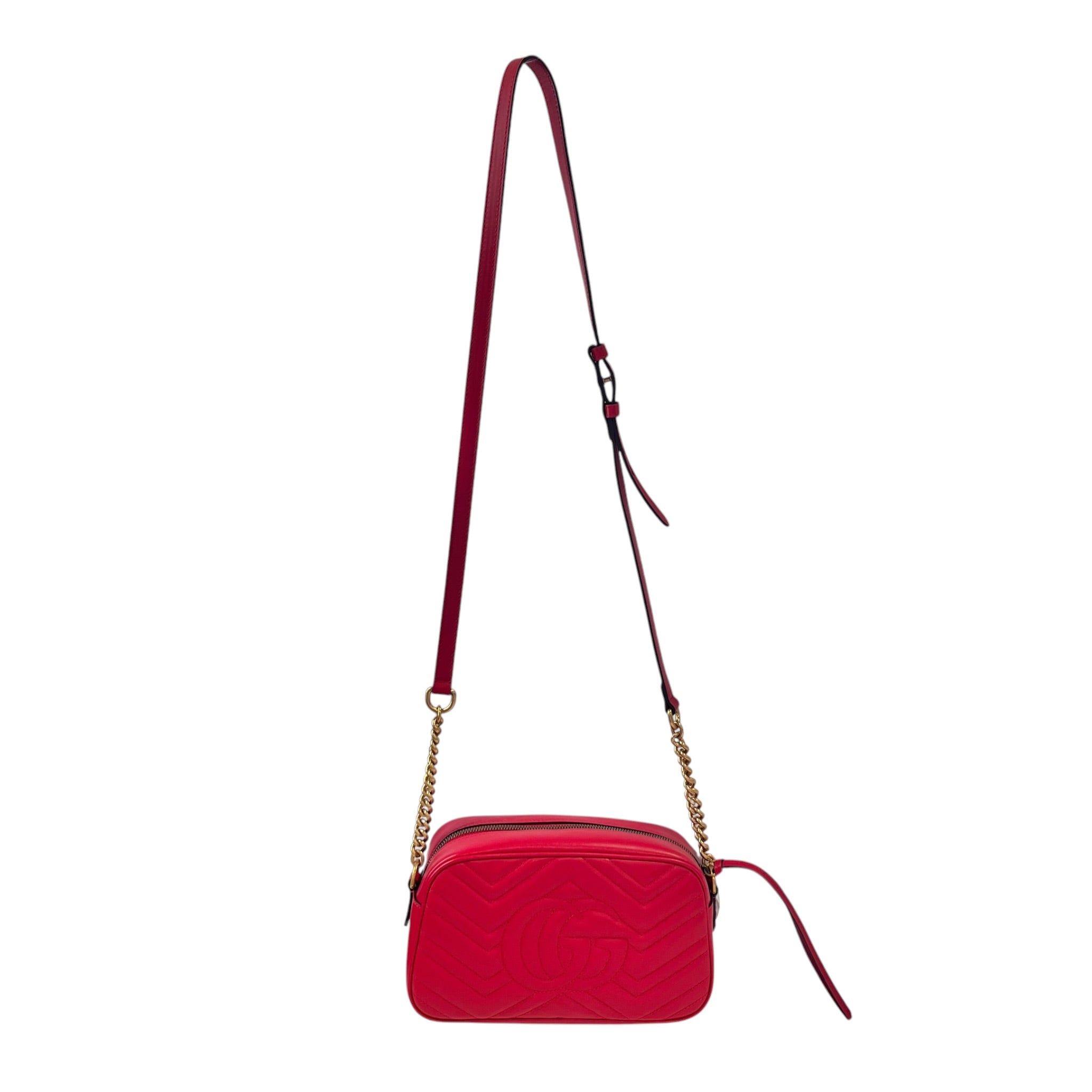 GUCCI/Cross Body Bag/Leather/RED/SMALL MARMONT MATELASSE view 2