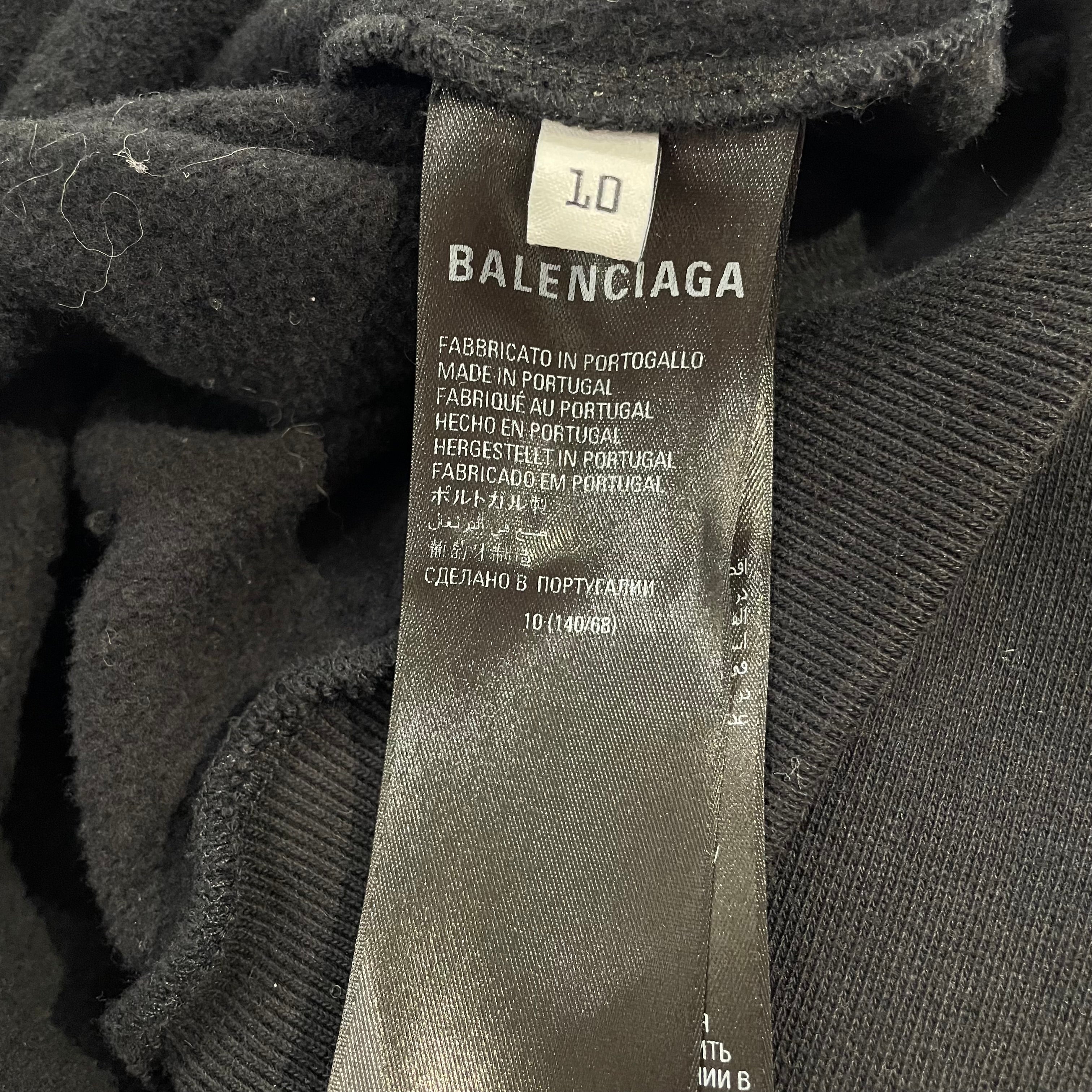 BALENCIAGA/Hoodie/10/Cotton/BLK/Pullover/White Apple on front view 4